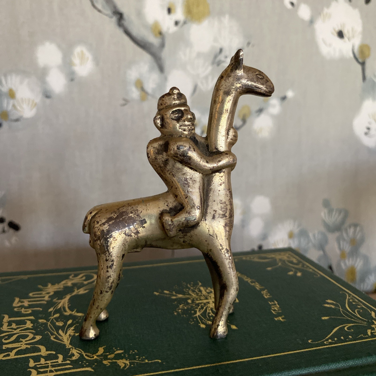 VINTAGE ALVA STUDIOS METAL INCA MAN ON LLAMA – MUSEUM REPLICA