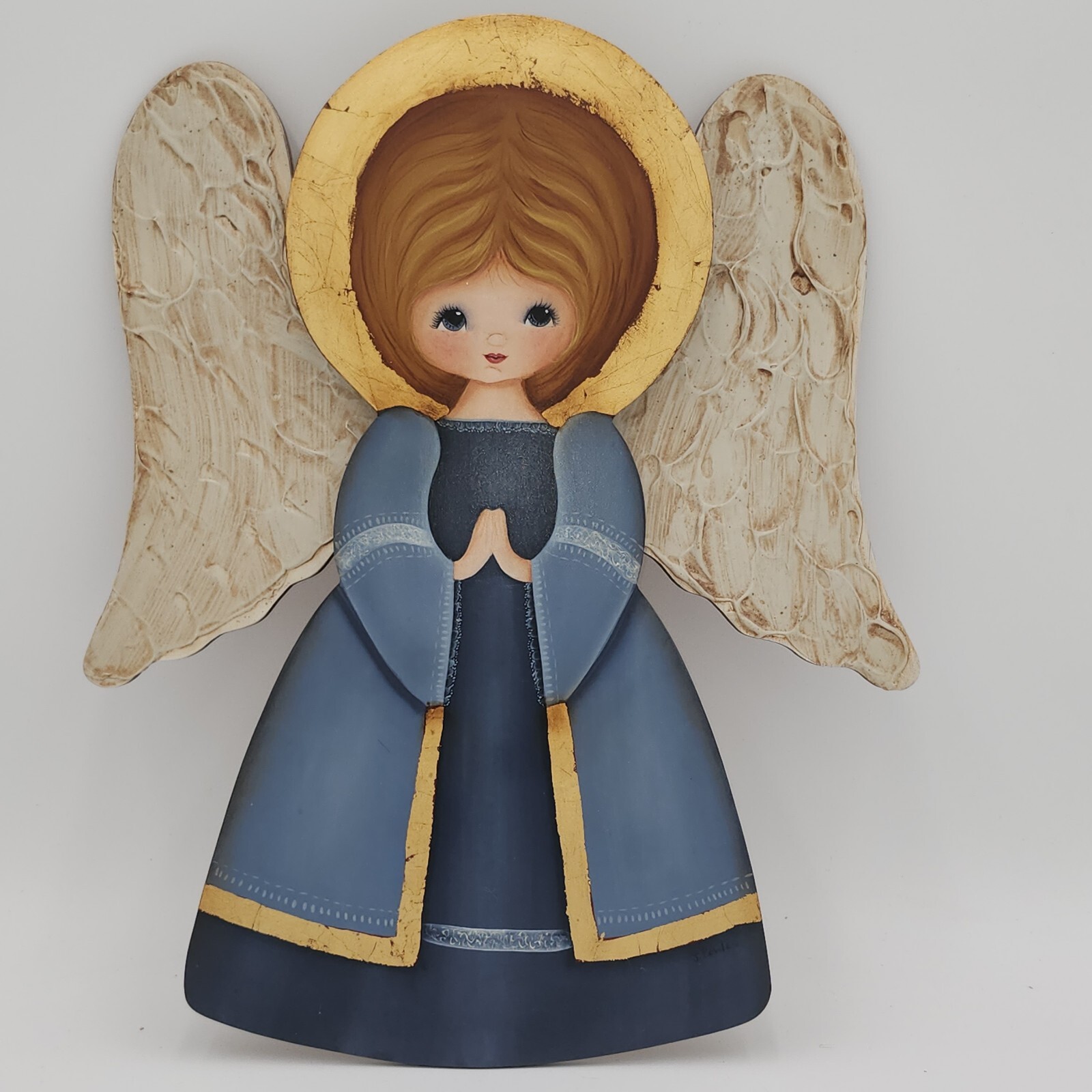 Angel Wall 16″ Hanging Wood Country Farmhouse Folk Art Hand painted Christmas