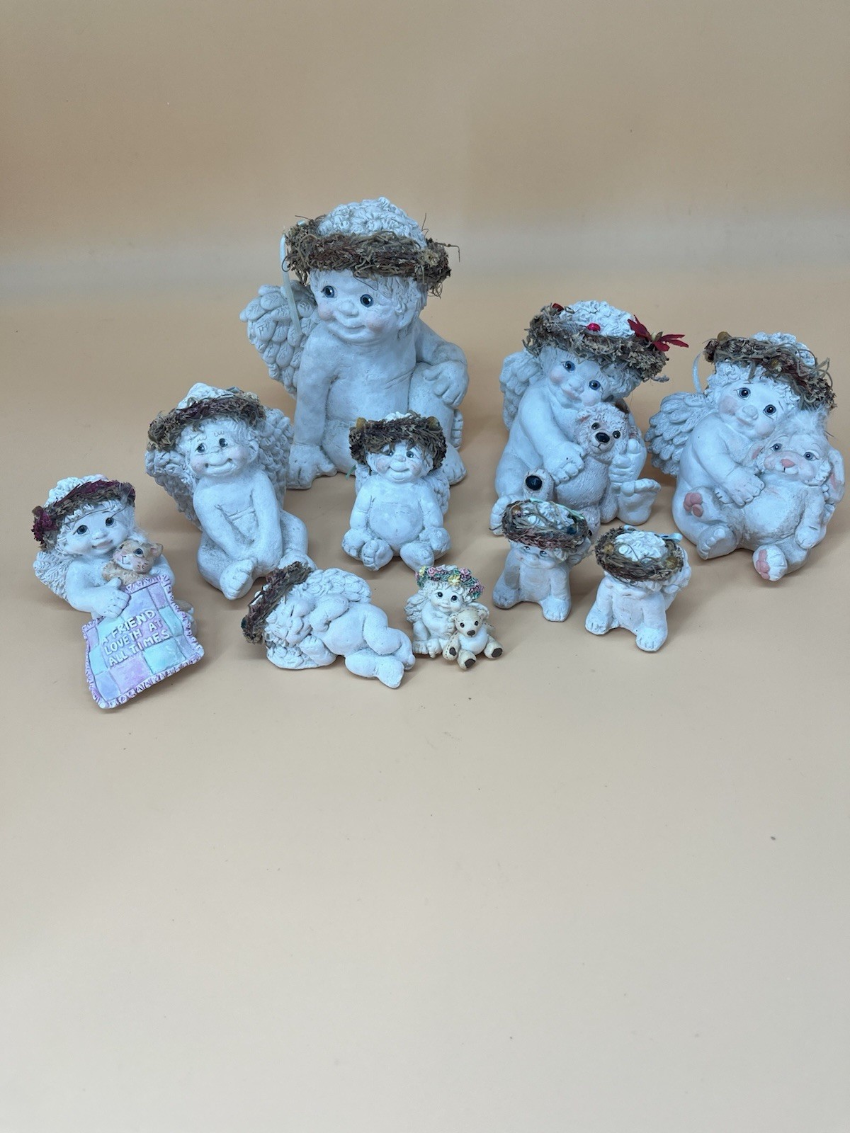 VTG Dreamsicle Angel Lot Of 9 Various Sizes Mostly Artist Kristin