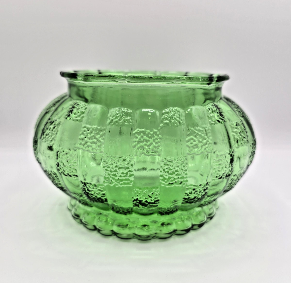 Vintage A.L.R. Co. Green Glass Vase Checkered Planter
