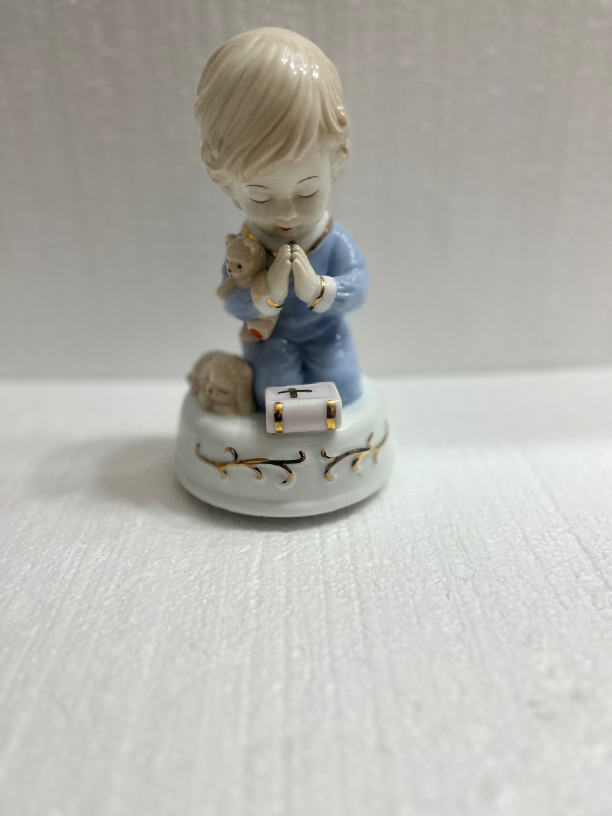 Ceramic 8″ Child Praying Figurine with Gold Trim