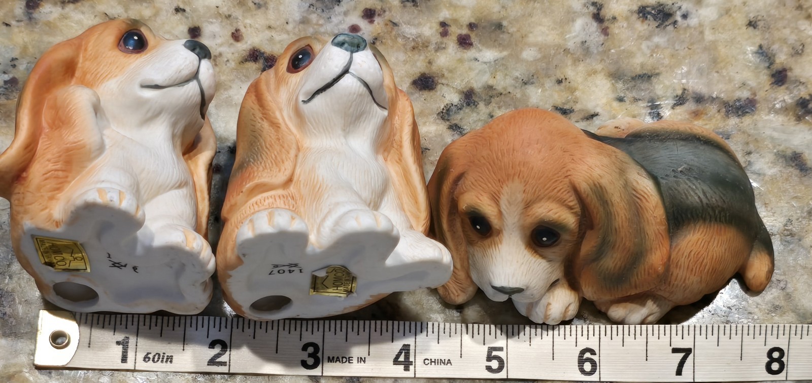 3″ Dogs Home Interiors Homco 1407 Bassett Hound Puppy Dog Figurines Set of 3