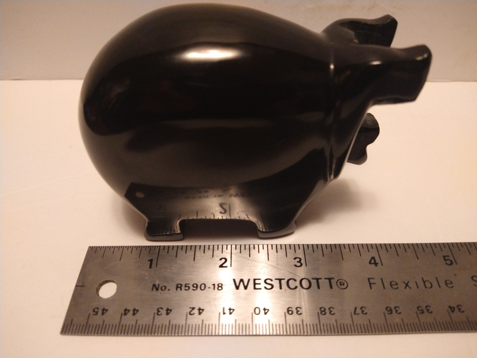Vintage 1965 Hand Carved Black Marble PIG Solid/Heavy Figure