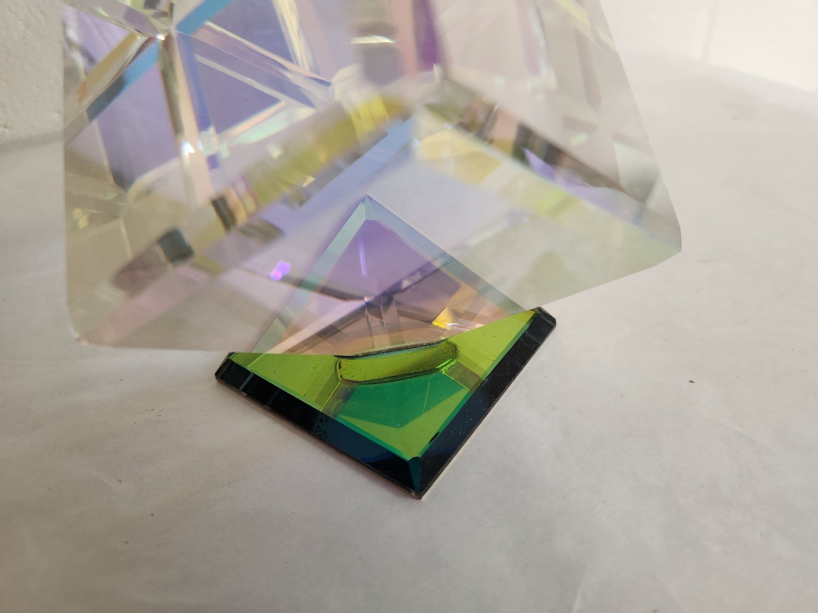 Dichroic Iridescent Crystal Glass Optical Cube
