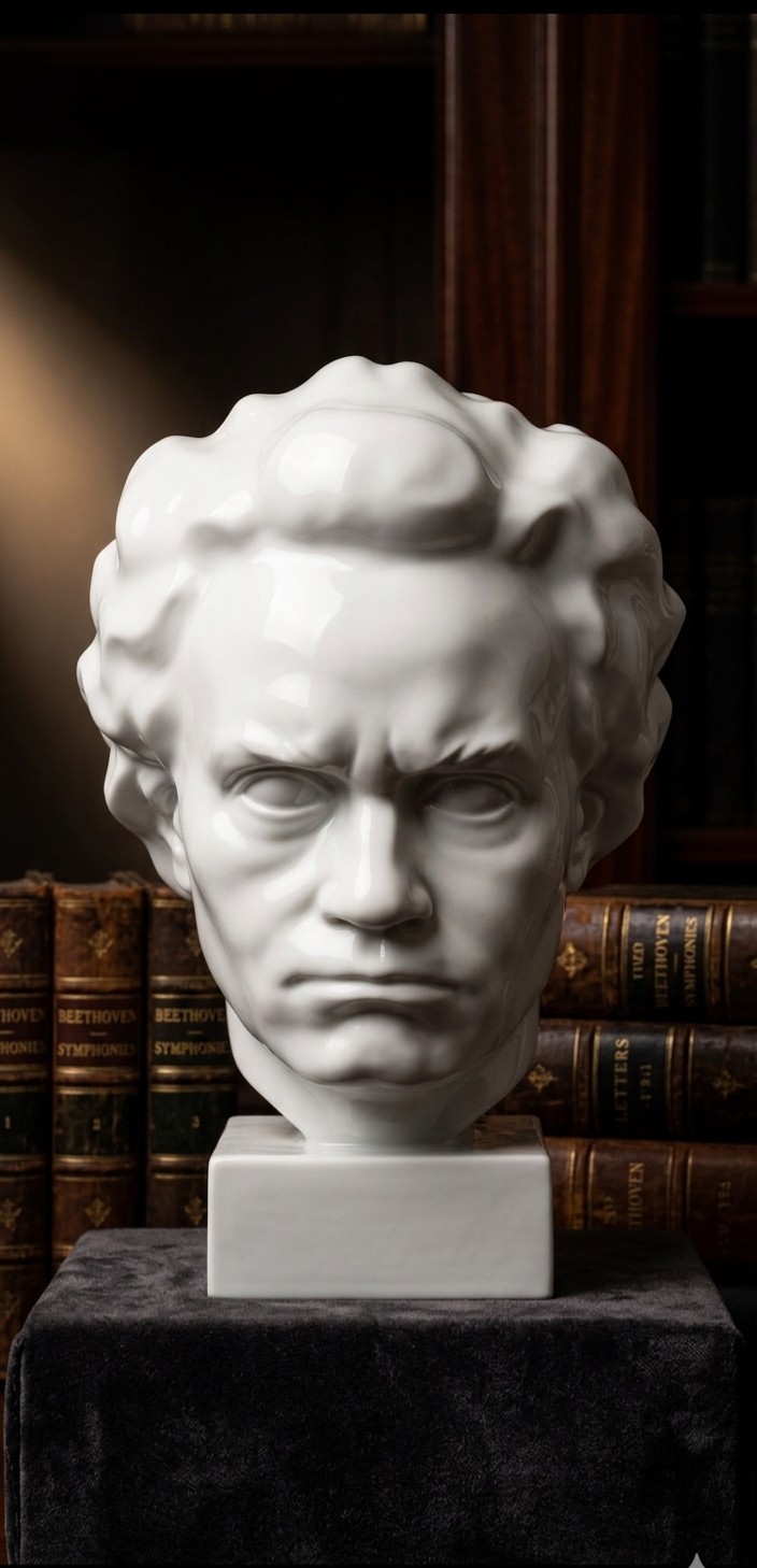 Stunning Vintage Augarten Vienna Porcelain Beethoven Bust by Ferdinand Opitz 10″