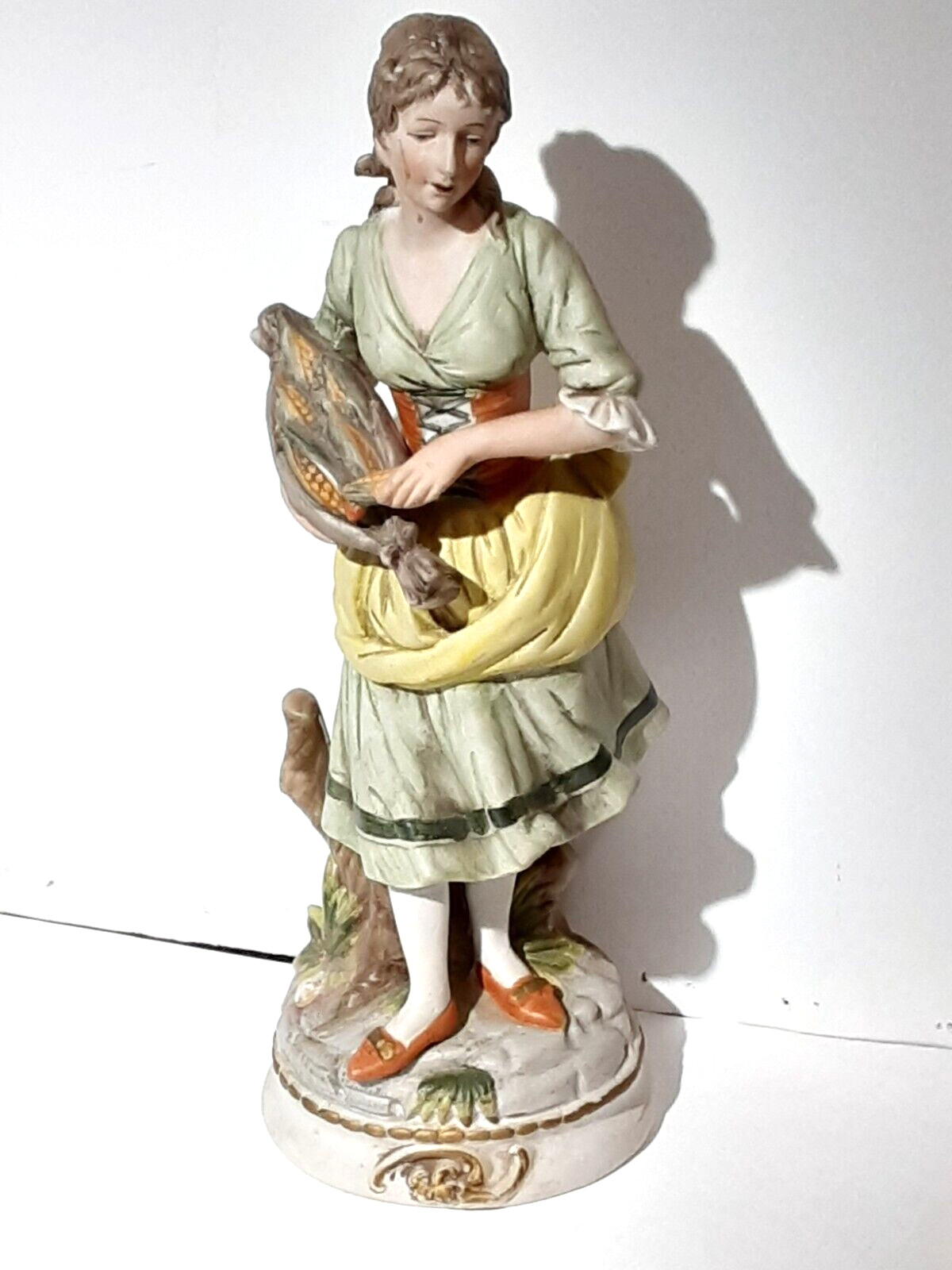 ARDCO PORCELAIN BISQUE WOMEN WITH CORN JAPAN C-1906 FIGURINE 13″