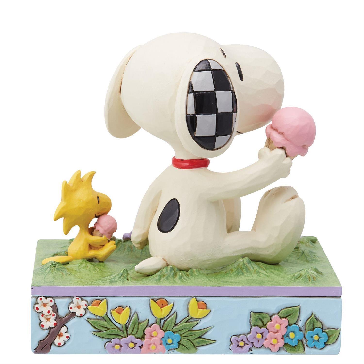 Jim Shore Peanuts Snoopy & Woodstock Eating Ice Cream Figurine 6014349