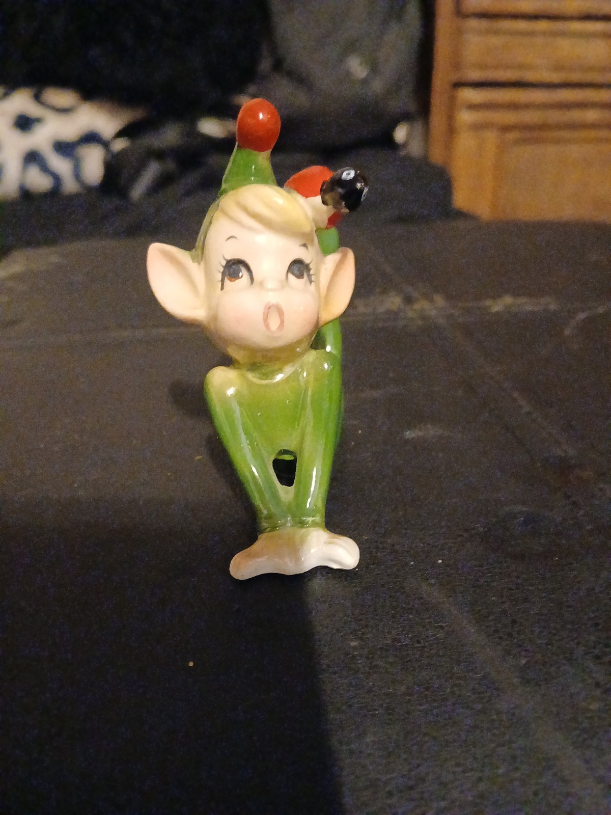 vintage josef originals figurine Pixie Elf W/ Lady Bug