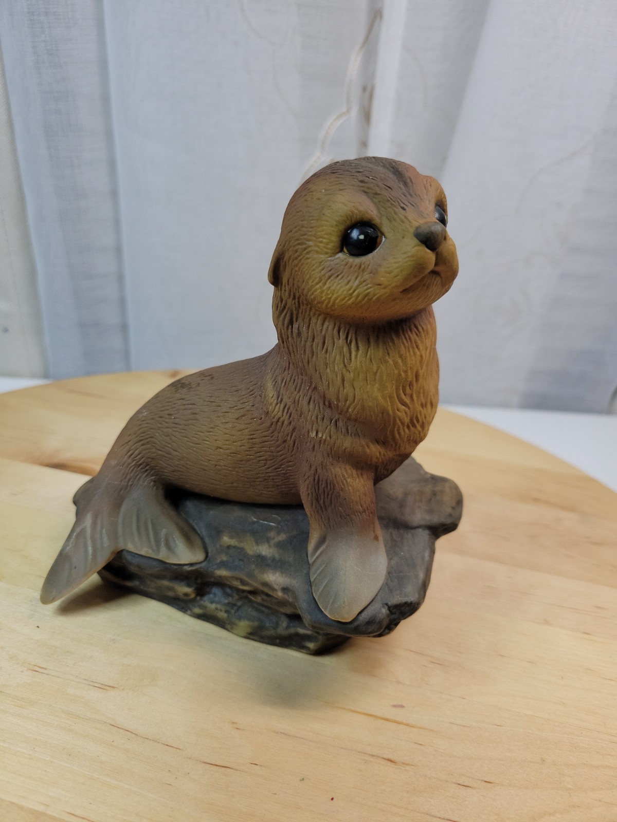 VTG Porcelain Brown Baby Seal Figurine Homco Masterpiece 5″ x 6″