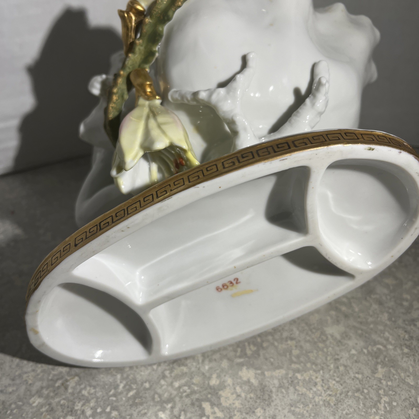 Vintage Porcelain Cherub Cactus Flower Spill Vase, Bowl, Andrea by Sadek(414)