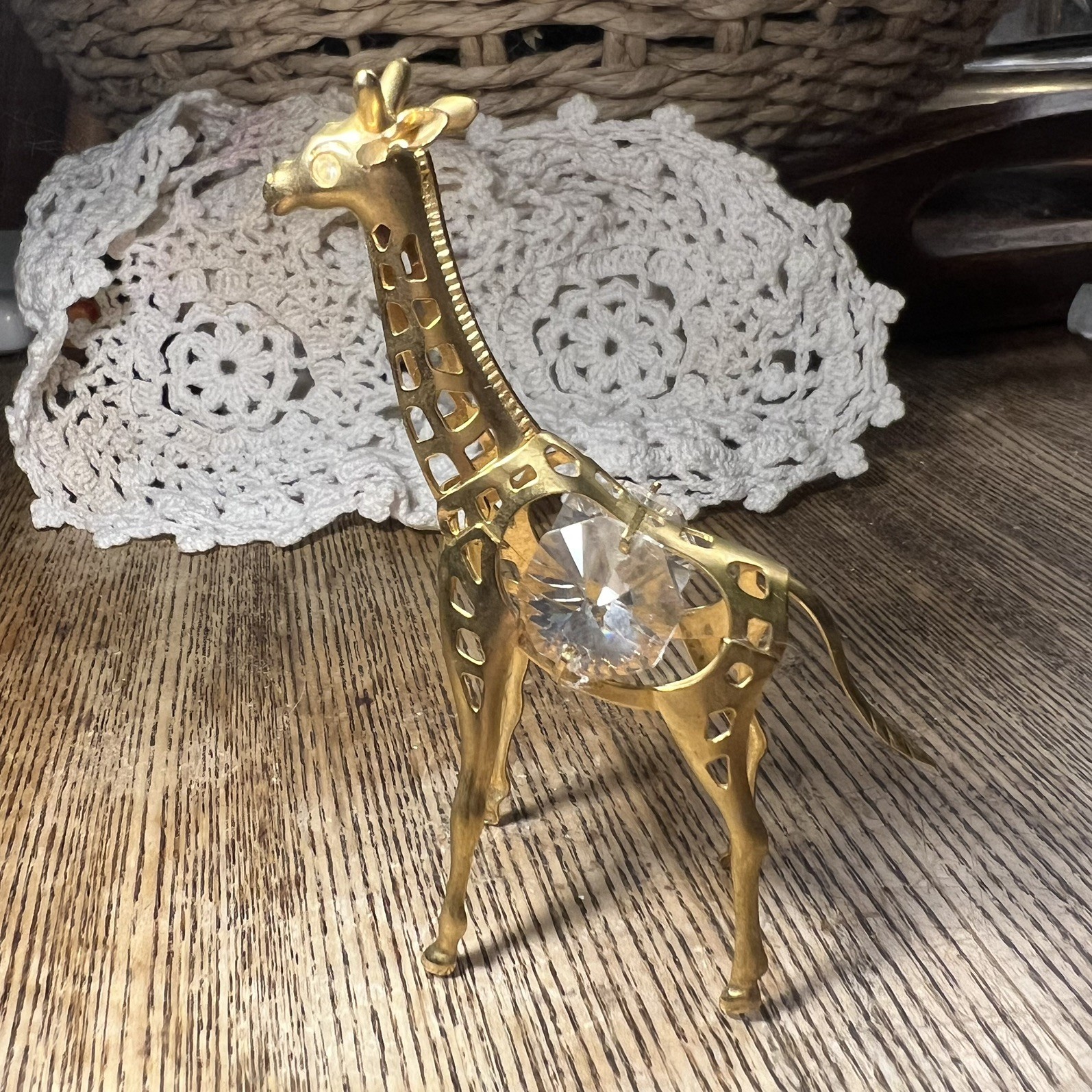 Matashi 24K Gold Plated w/Crystal Giraffe Animal/Trinket /Ornament Figurine Gift