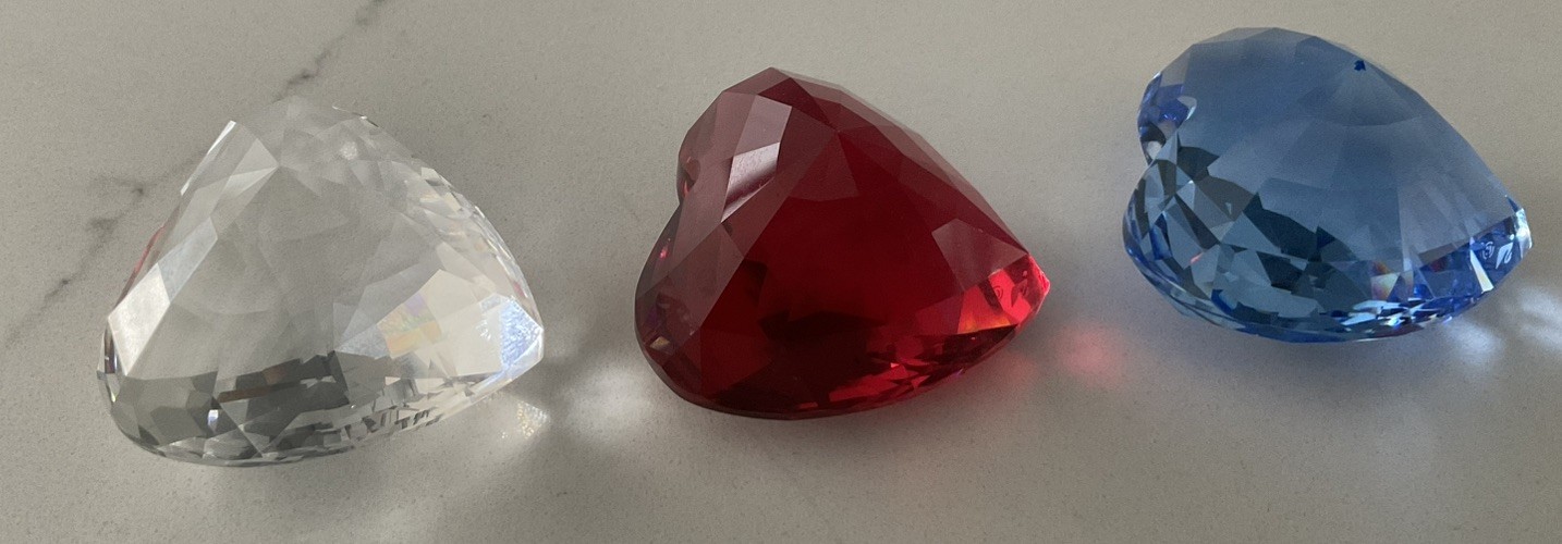 SWAROVSKI CRYSTAL SCS RENEWAL HEARTS RED BLUE CLEAR