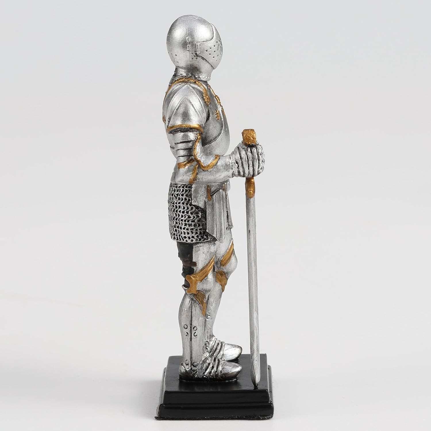 Polystone Medieval Knight Armor Sword Stance Statue Home Decorative Collectible