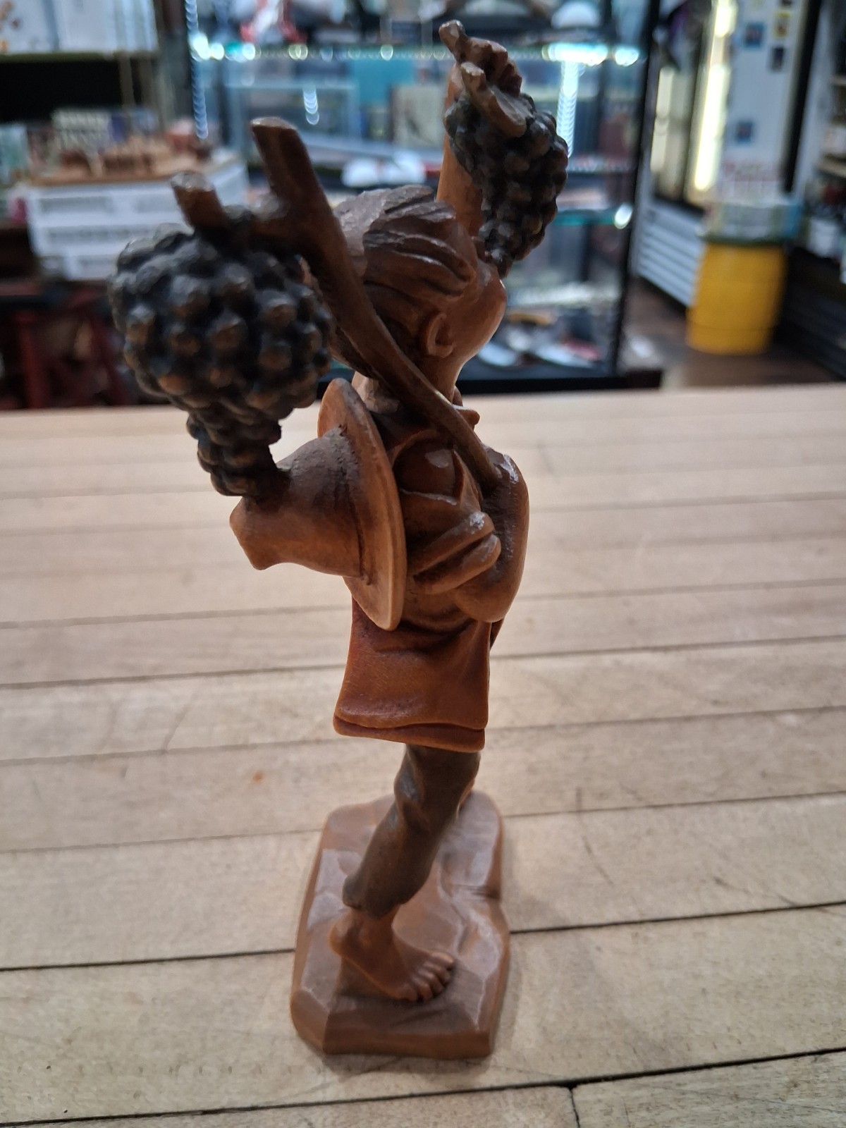 Huggler Wood Carving Boy With Grapes Figurine Switzerland