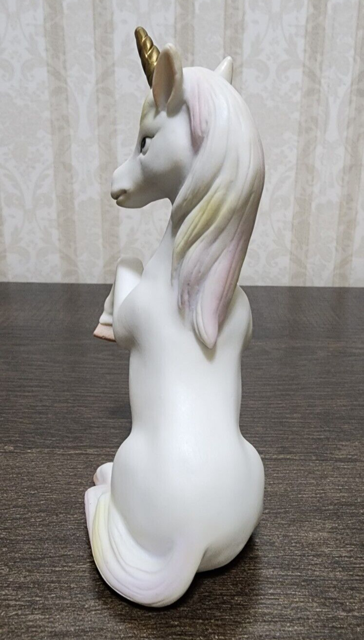 (2) Vtg Geo Lefton Hand Painted Unicorn Figurines 1985 Pastels Rainbow 04882