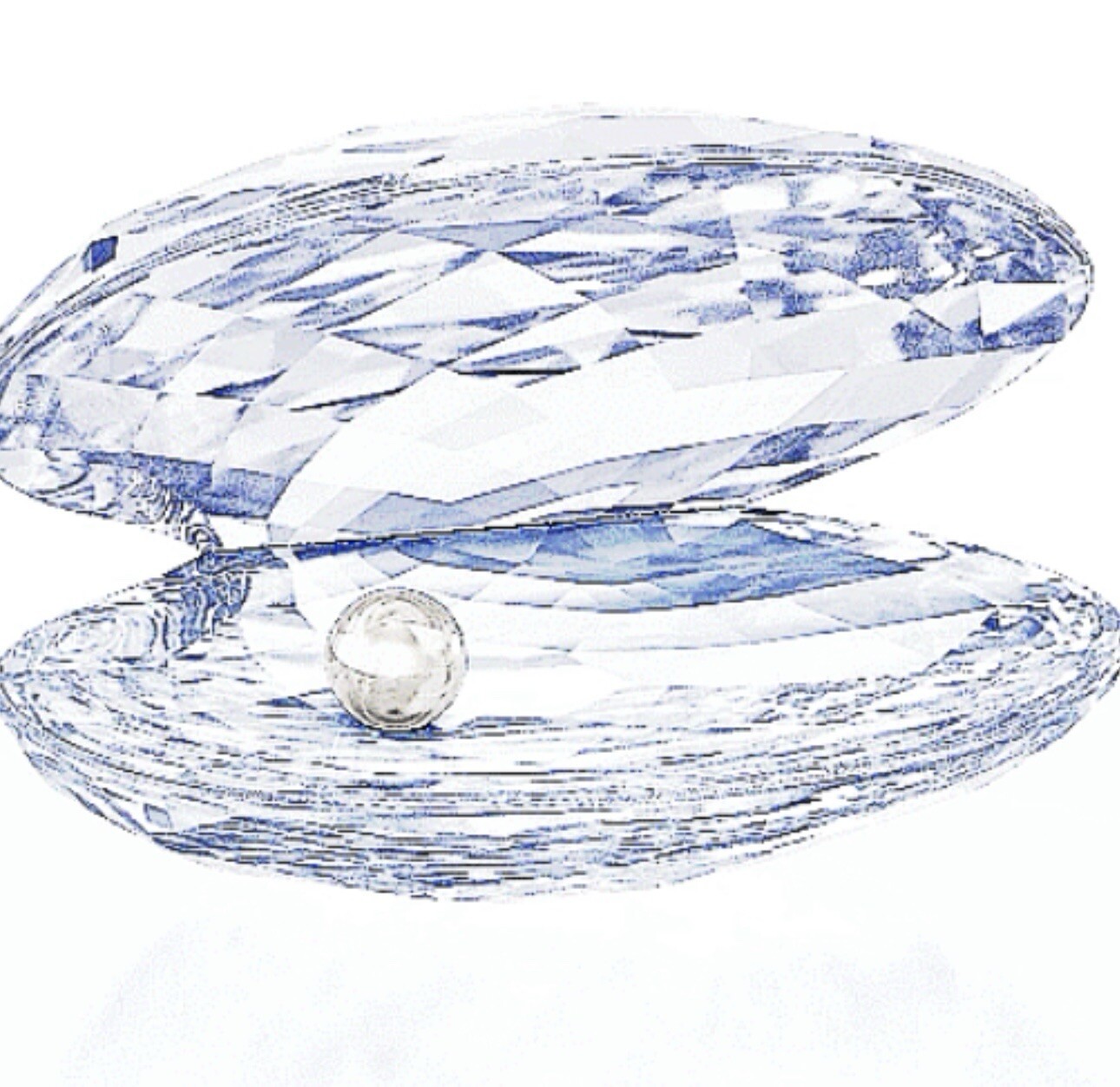 NIB Swarovski $199 Large Shell With White Pearl Crystal Clear Figurine #5285131