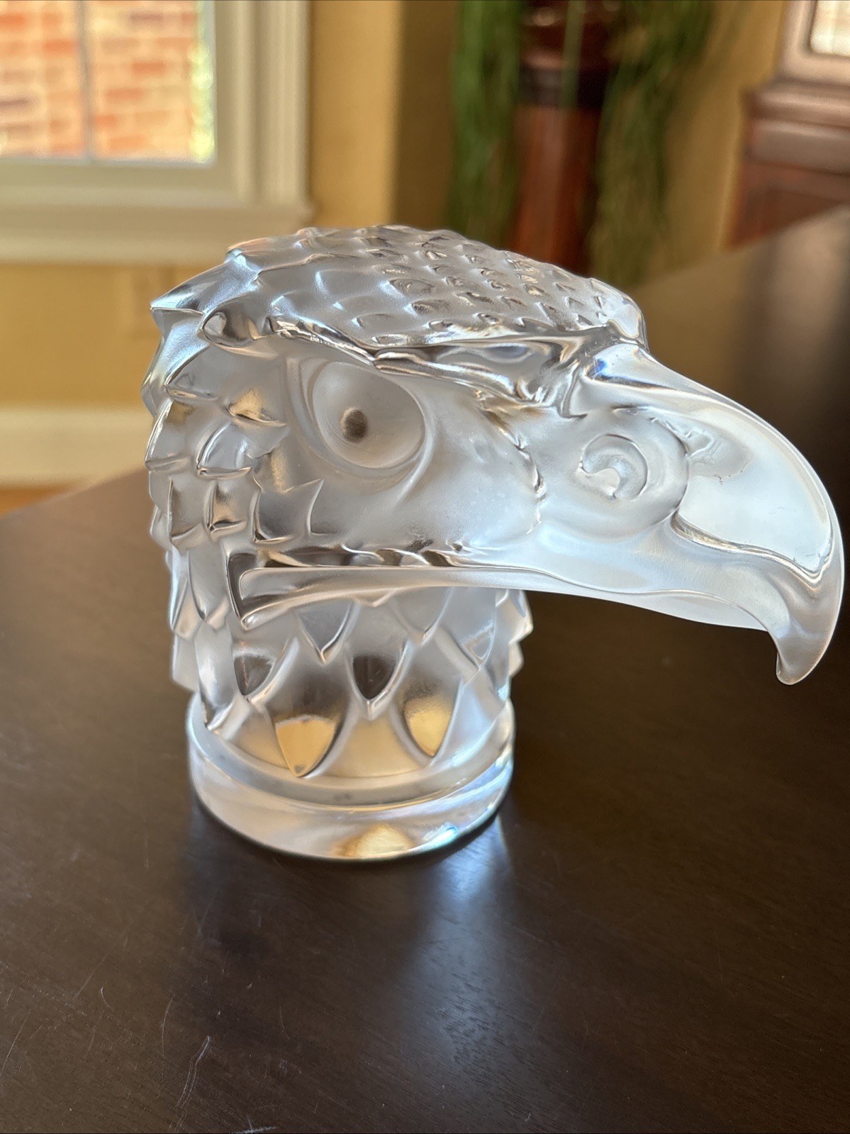Lalique Eagle Head Hood Ornament Tête D’Aigle Figurine Paperweight Glass Crystal