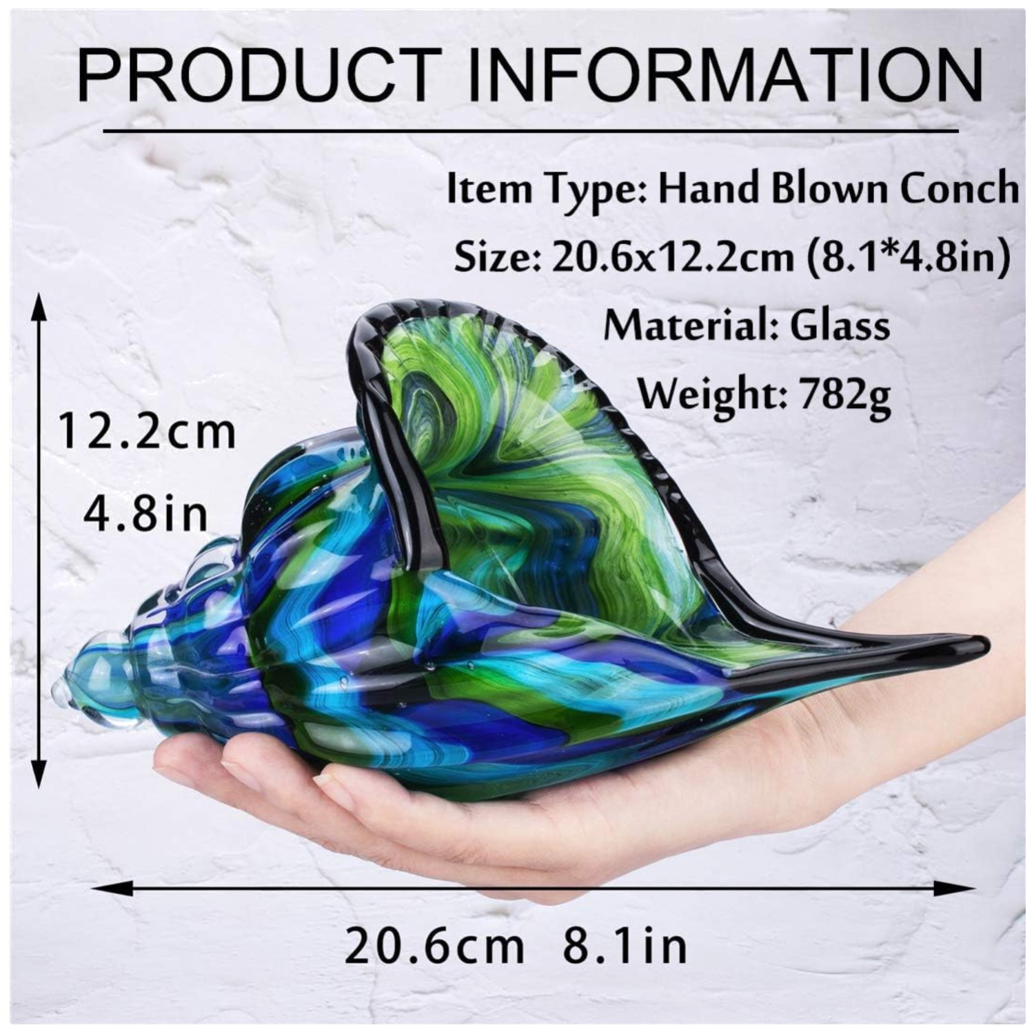 Beautiful Glass Conch Figurine, Seashell Paperweight