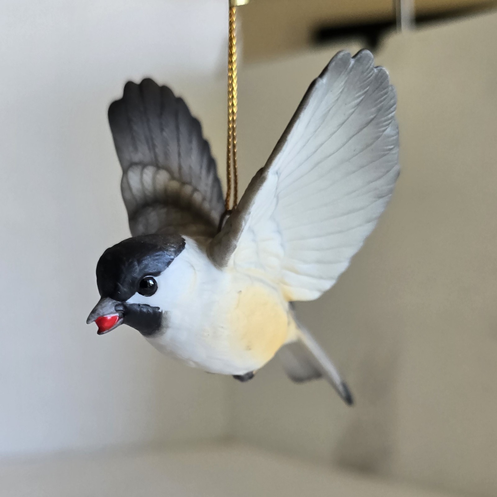 Vintage Andrea by Sadek Chickadee Bird Hanging Ornament Figurine Japan W/ Box