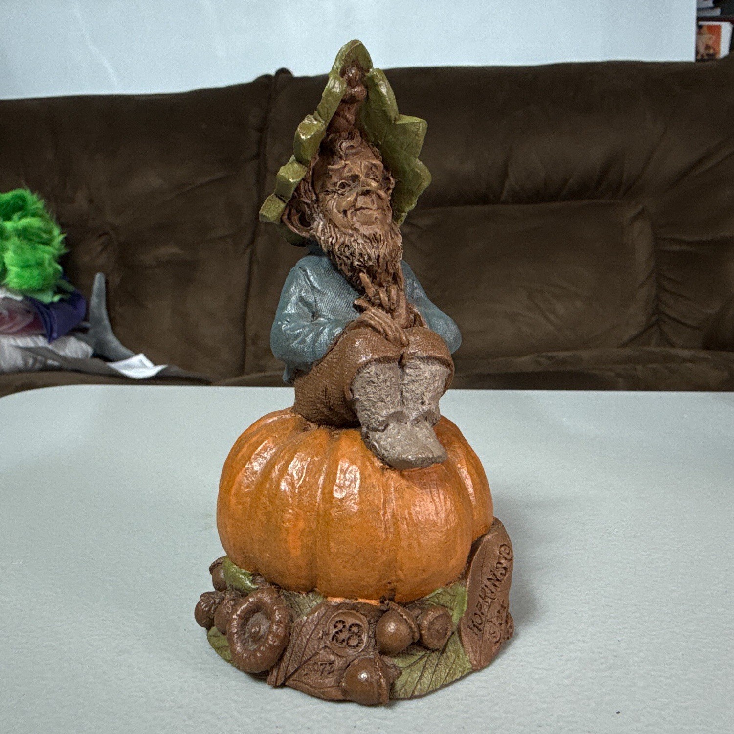 Tom Clark “Hopkins” Halloween Gnome using Sign Language On Pumpkin I Love You