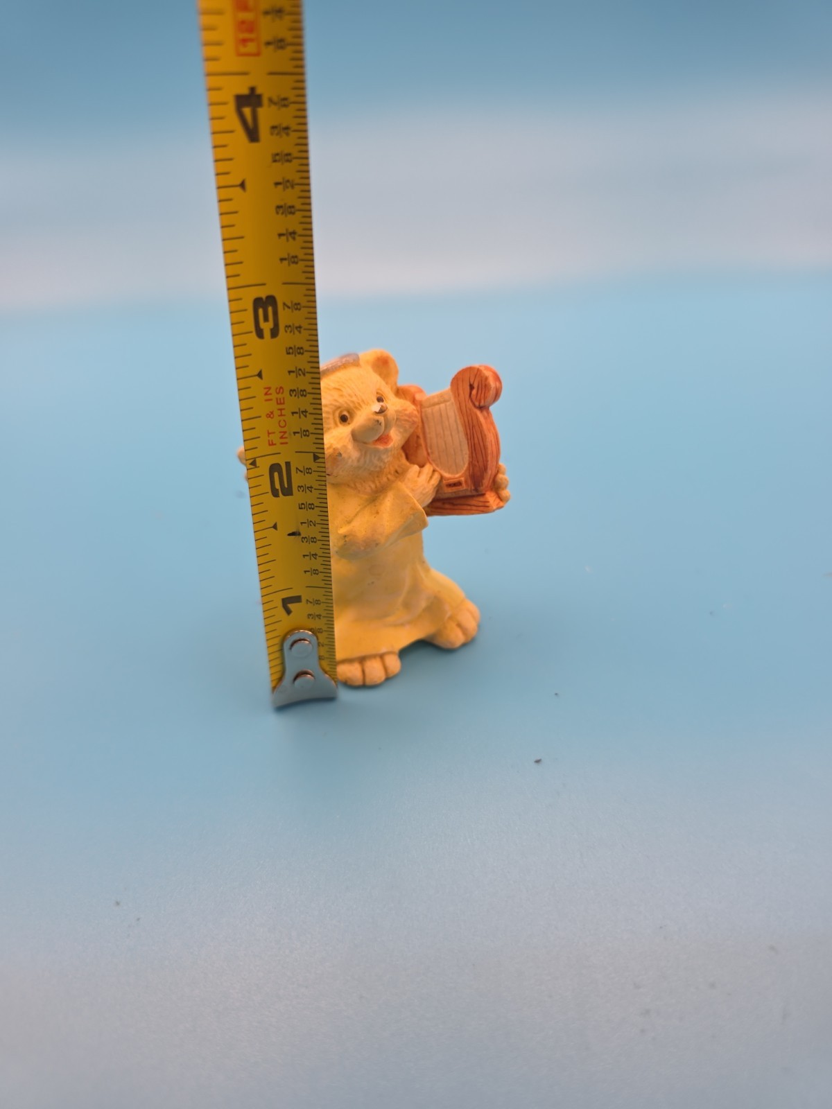 Angle Teddy Babies Bear Ceramic Figurine Yellow Playing Harp 1995 Pre-owned