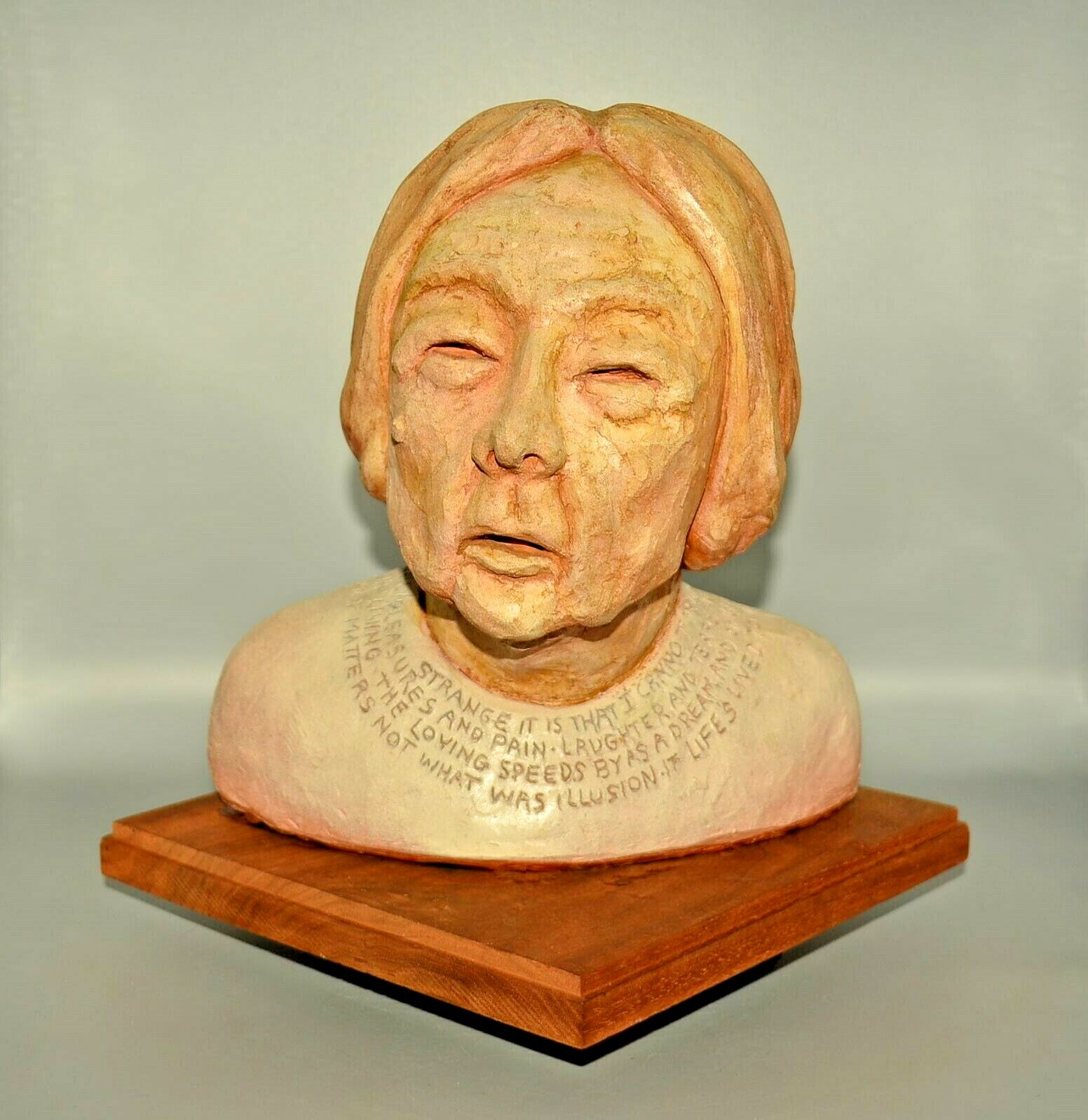 MARGIE Original Vintage Signed Elder Wisdom Bust Life Poem Sculpture Head Statue