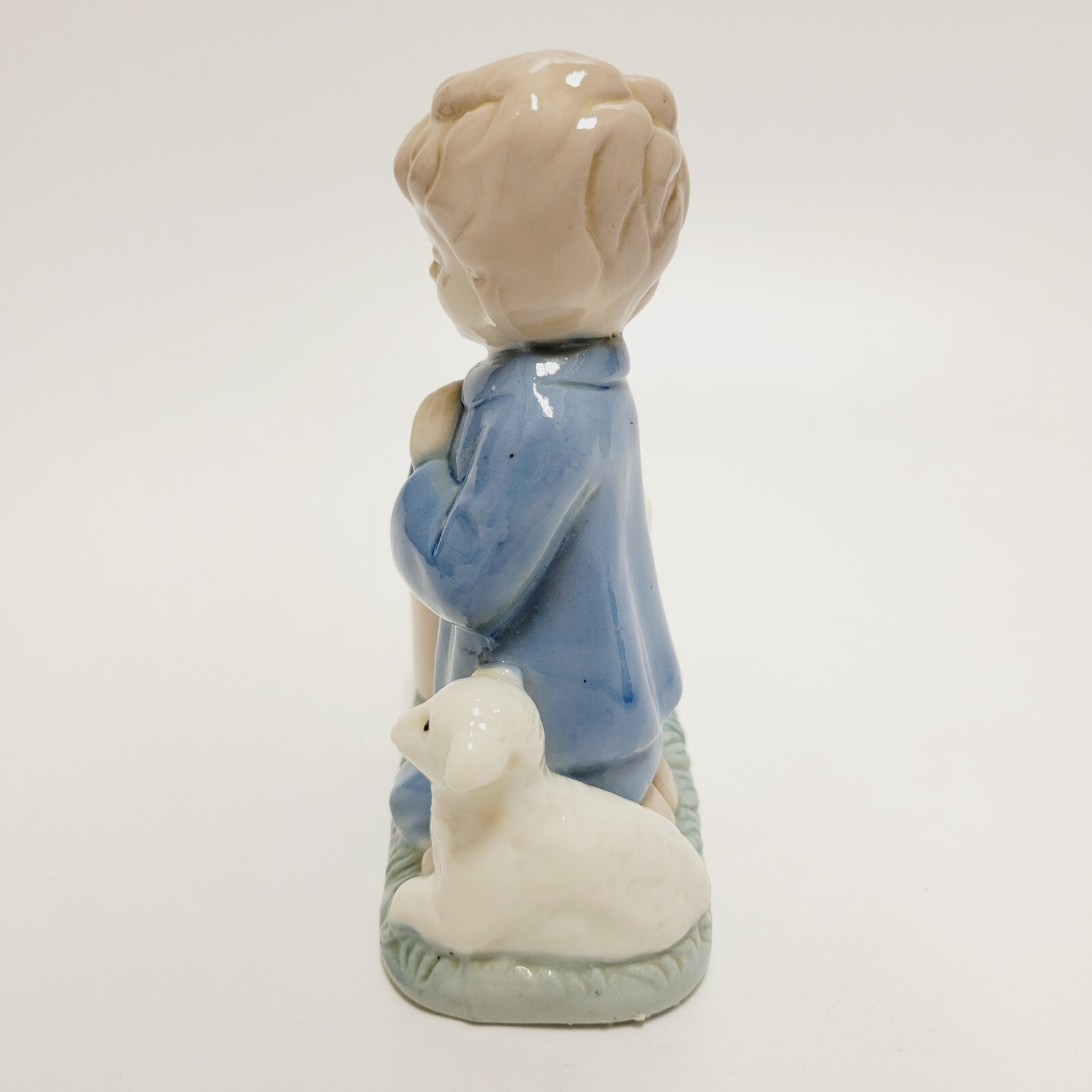 Praying Girl & Boy w/ Lamb Figurine Candle Toothpick Holder Set of 2 Vtg 1980s