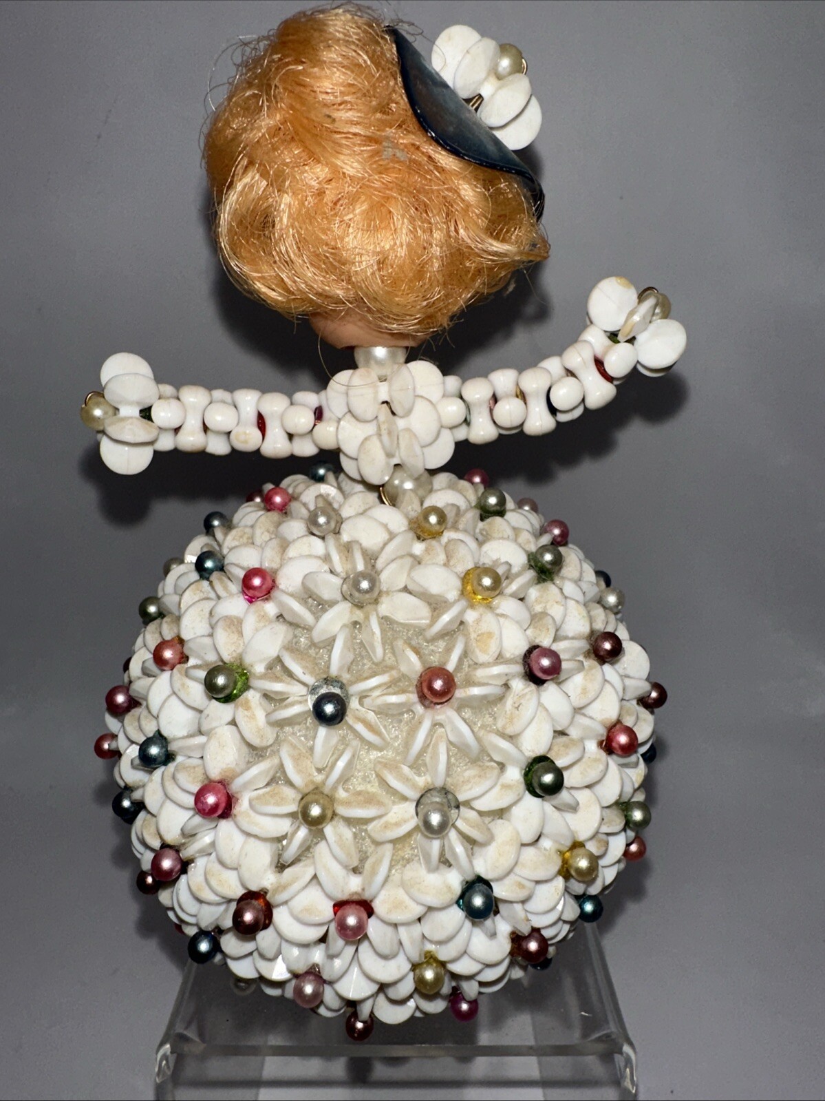 HANDMADE STYROFOAM AND BEADED GIRL KITCHY PASTELS CUTE!