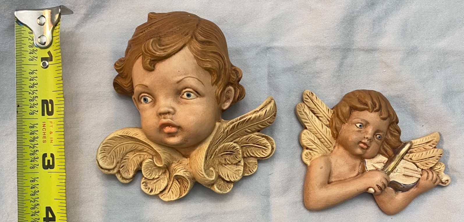 VTG 1987 Scioto Ceramic Angel/Cherub/Putti Instruments Wall Decor Set Of 6