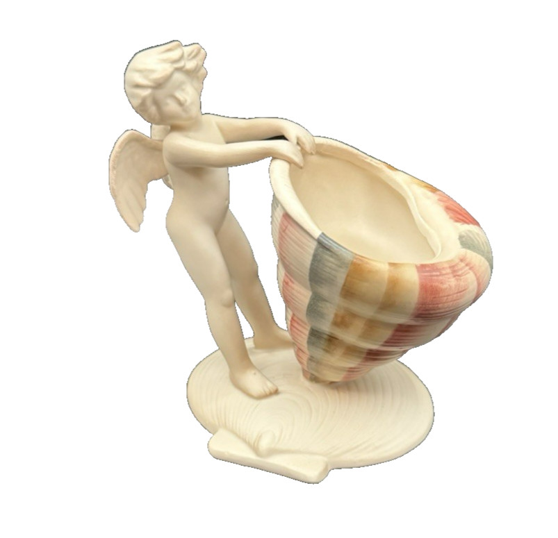 Vintage 1983 Fitz & Floyd Angel Cherub with Seashell Hand Painted
