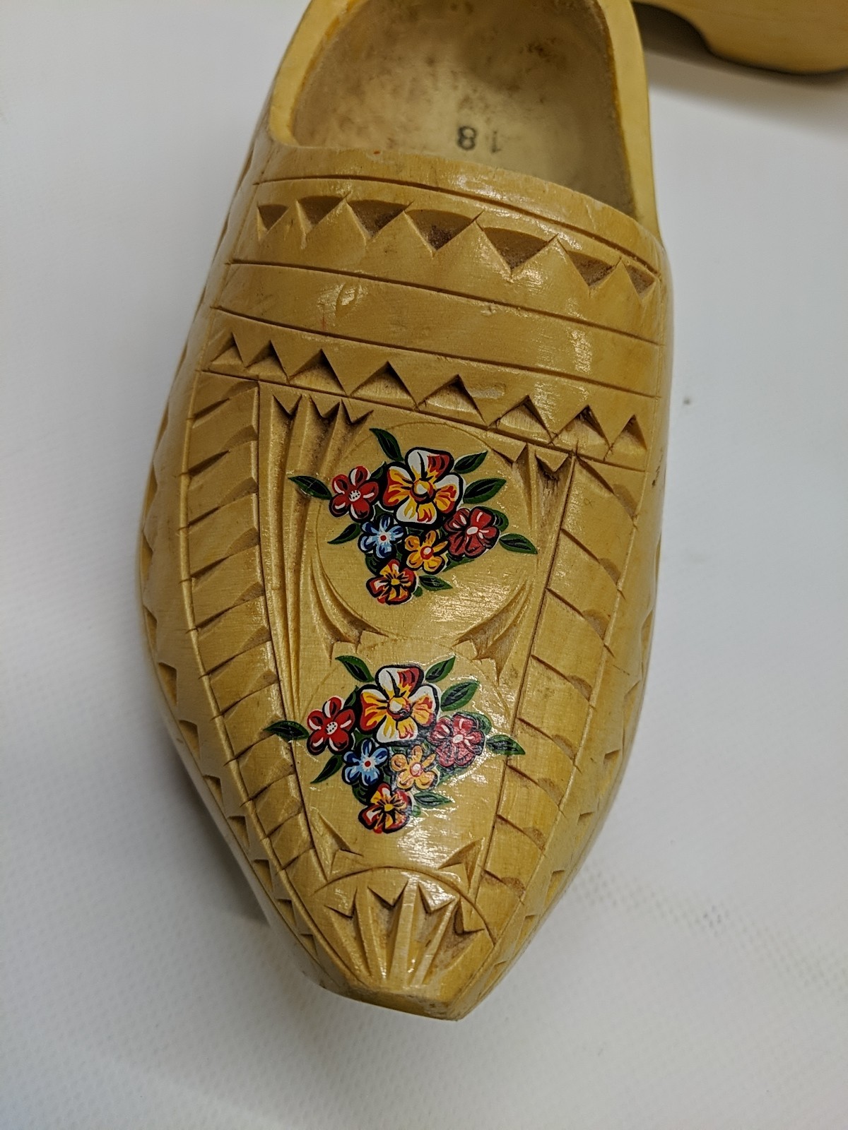 Dutch Wooden Clogs Hand Carved Shoes Approx Kids 3.5 Size
