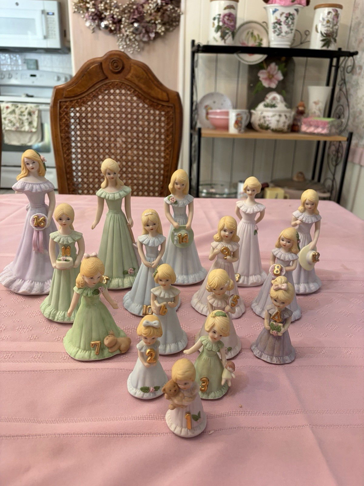 Enesco Growing Up Birthday Girls Set Of 16.All Blonde