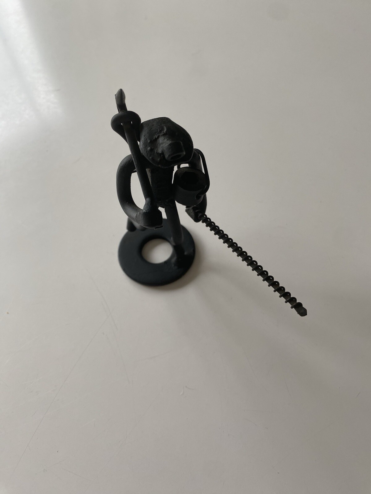 Vintage Handmade Metal Miner Or Gardener Small Art Sculpture