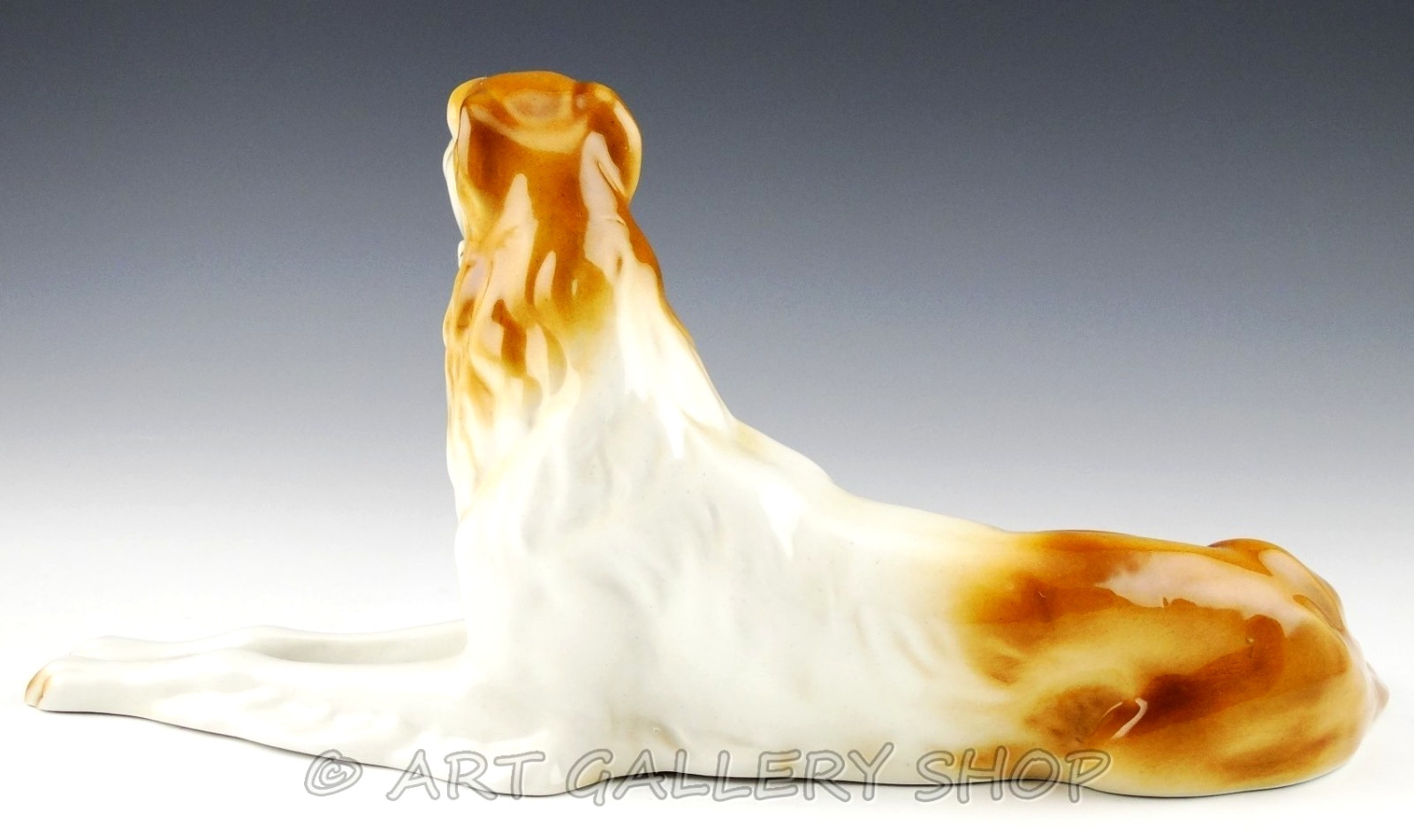 Royal Dux Bohemia Large Figurine 12.25″ LONG PORCELAIN BORZOI DOG WOLFHOUND Mint