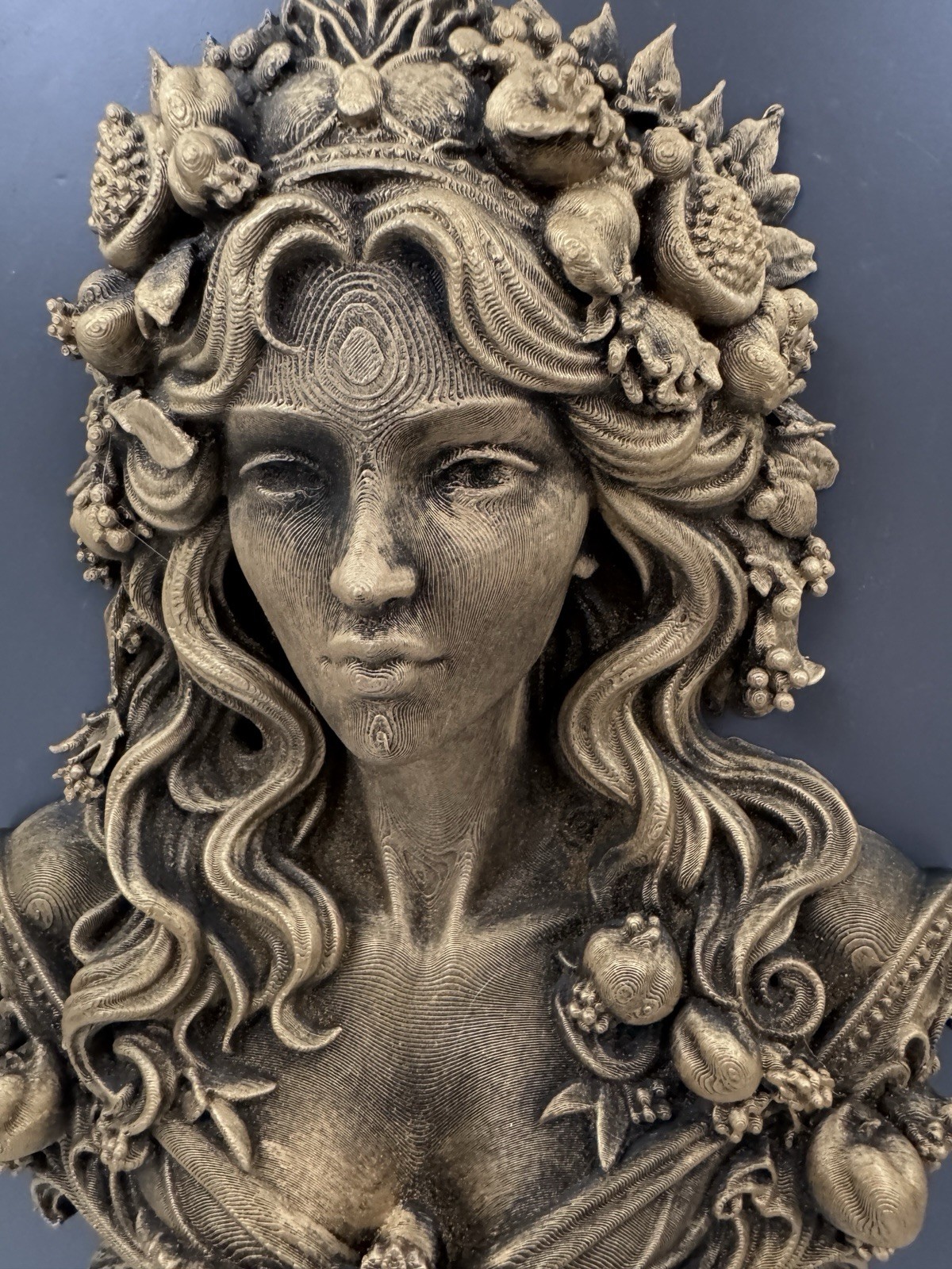 Persephone Wall Sculpture Greek goddess Bust Pomegranate Queen Mythology Decor