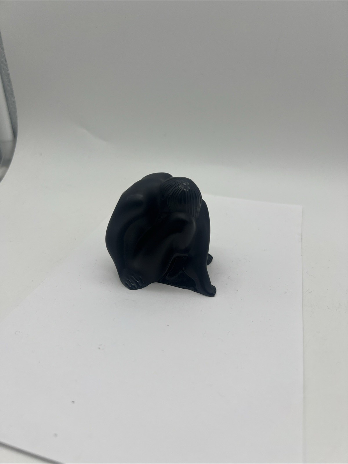 LALIQUE Crystal NU ASSIS NOIR Sitting Nude Black Figurine, 3″