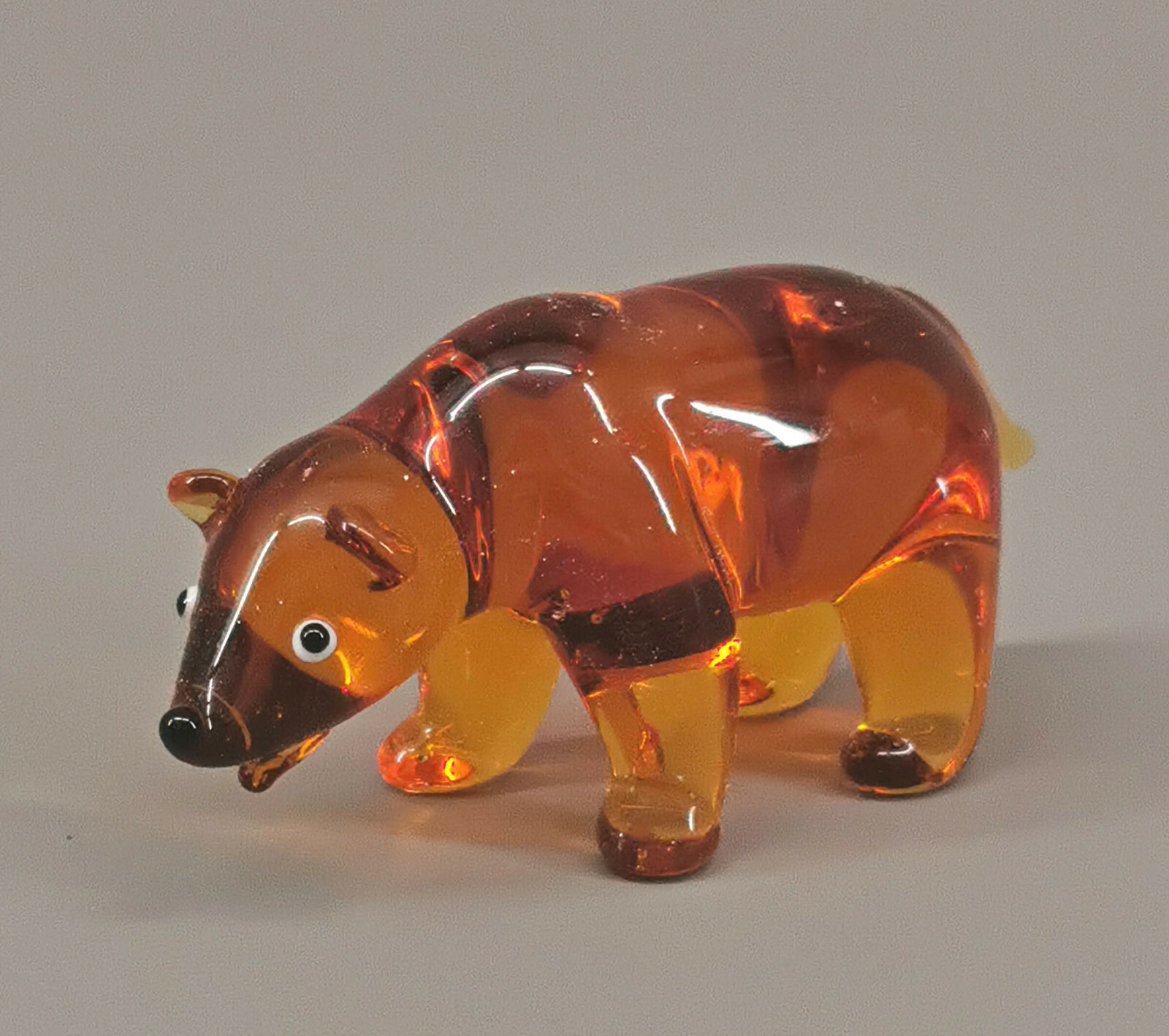 9912058-x Glas Figure Brown Bear 1 3/8×2 13/16in Mouth-Blown Handmade