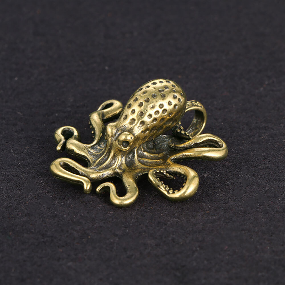 1Pc Brass Octopus Figurine Mini Statue Home Decoration Animal Figurines Gifts US