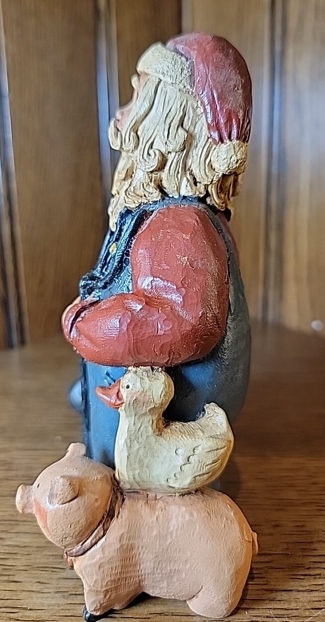 Farmer Santa Country Christmas Folk Art Farm Animals Pig Rooster Sheep Duck 6in