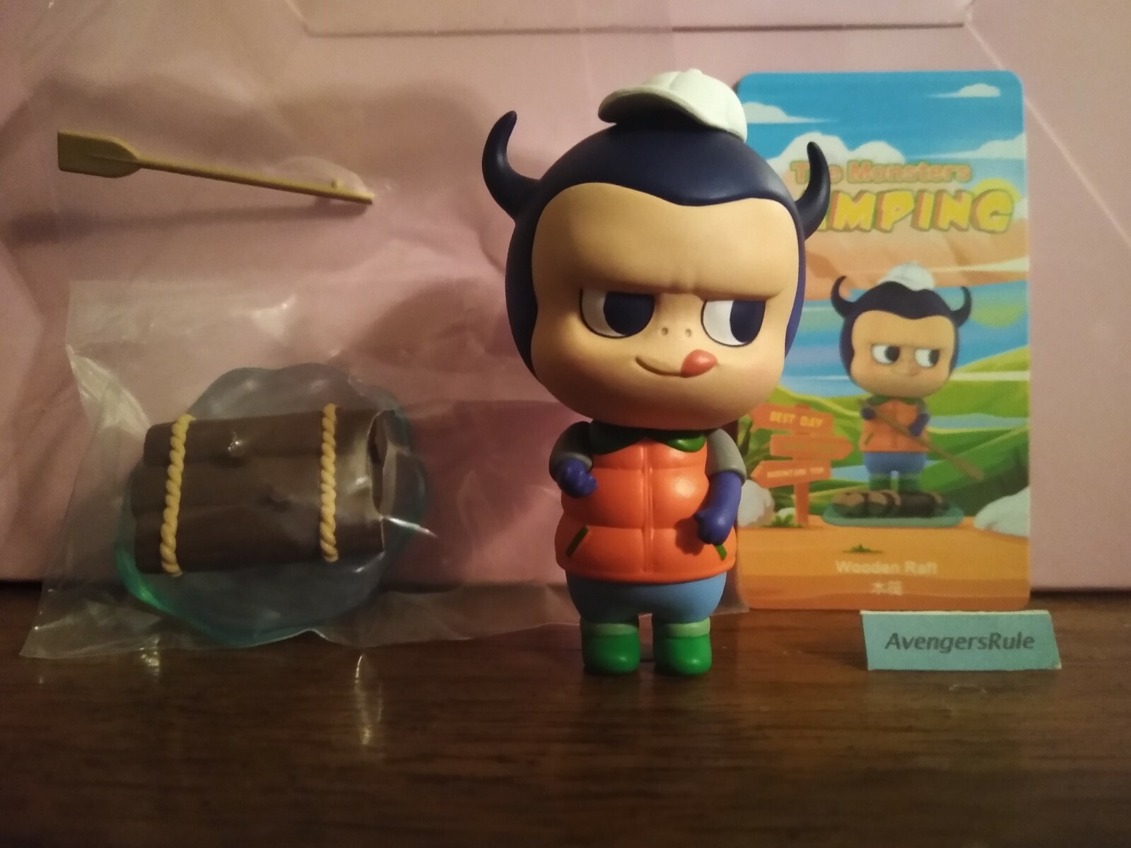 Pop Mart How2Work The Monsters Camping Mini Figure Wooden Raft