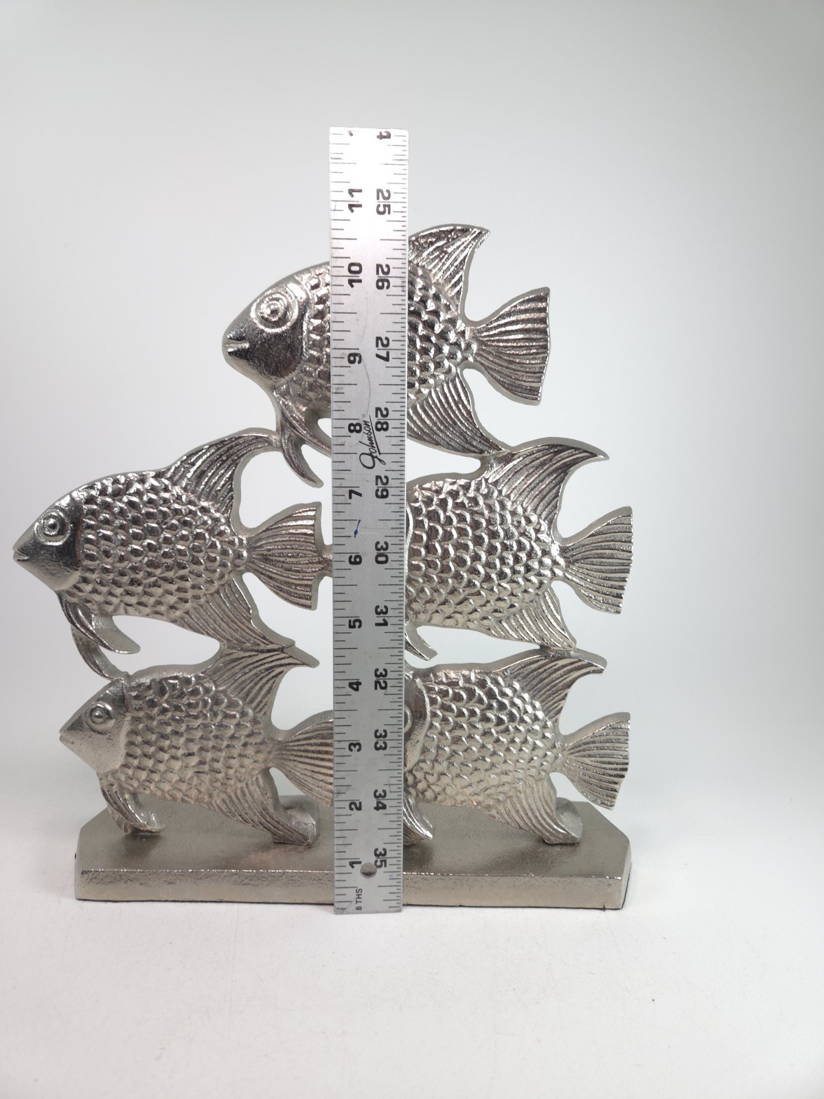 Tracy Boyd Metallic 5 swimming school of Fish Sculpture 11.5″ tall (74)