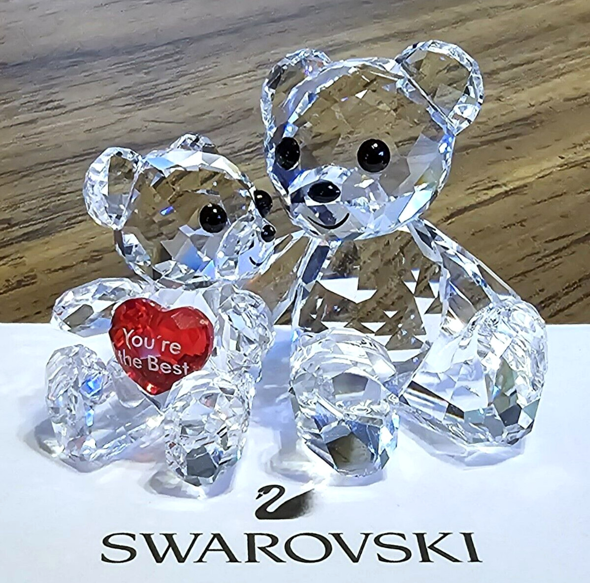 💝Swarovski Crystal 2019 “You’re the Best” Red Heart, Kris Bear Duo Figurine NIB