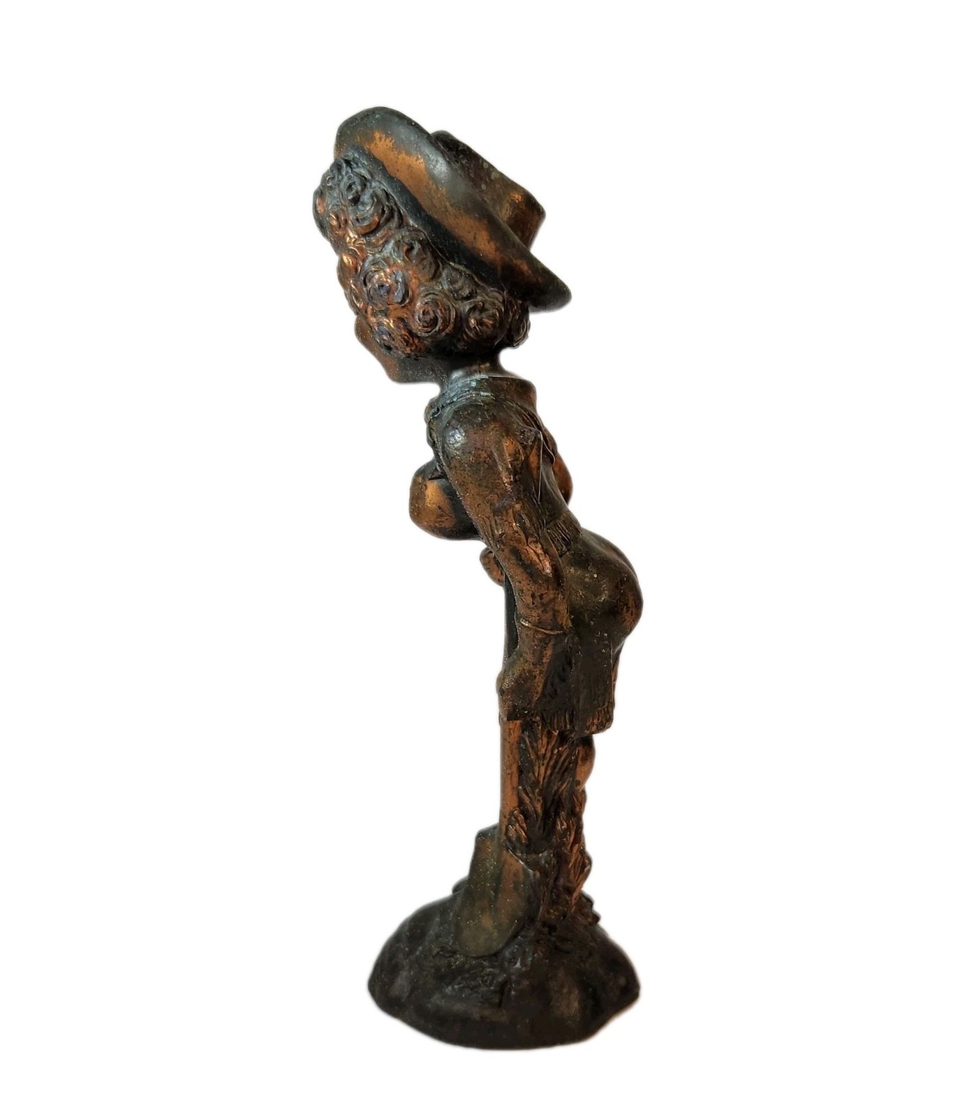 Vintage Brass Gold Digger Figurine 6” Heavy Pin-Up Mining Souvenir Novelty