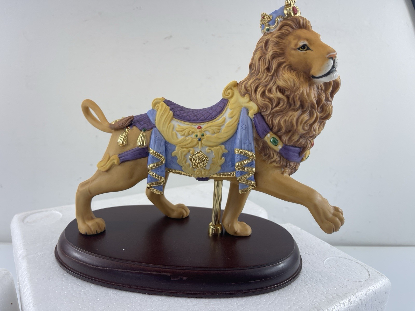 VTG Lenox 1990 Carousel Lion, Limited Edition Porcelain Figurine, Wood Base