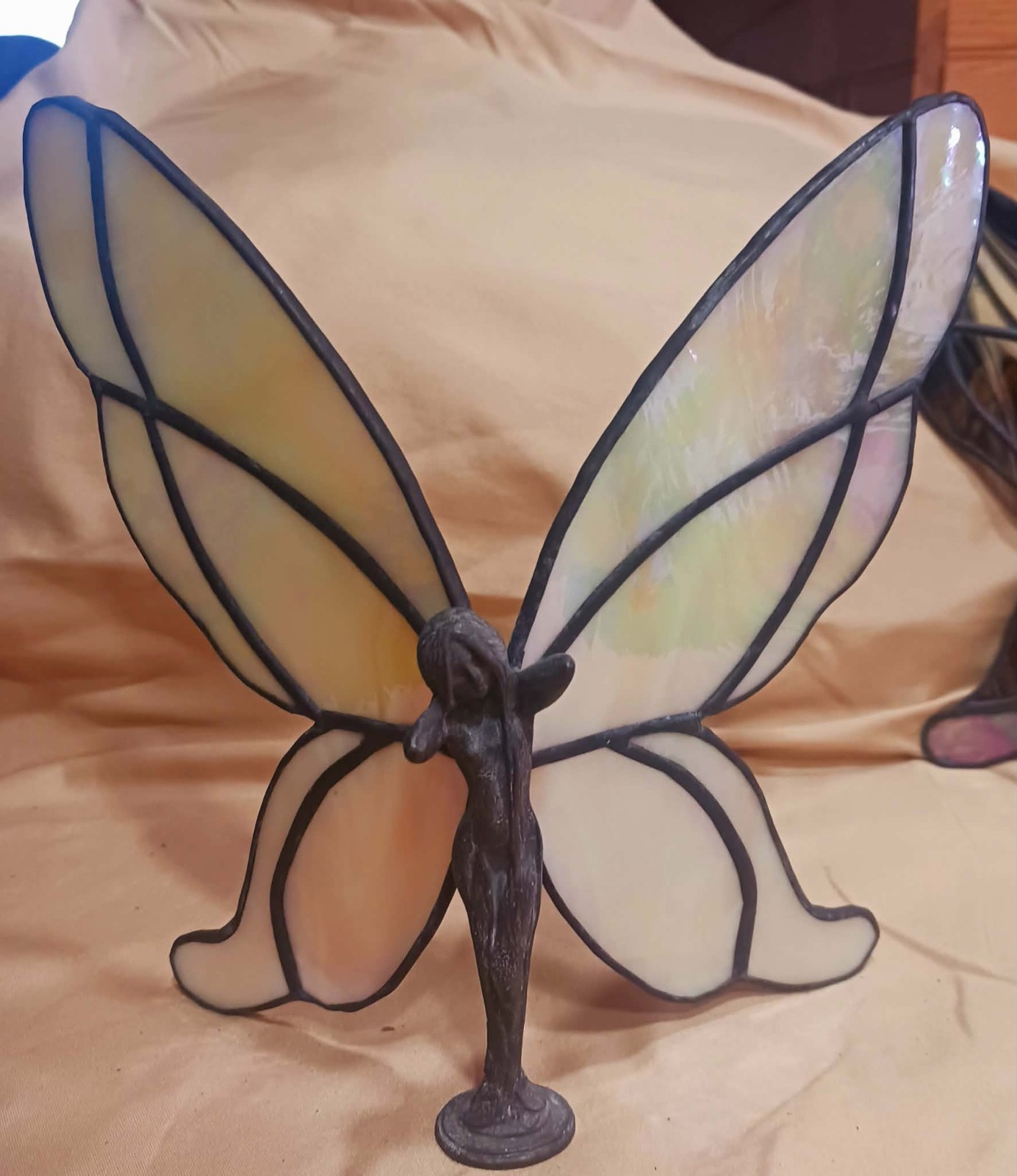 Vintage Butterfly Lady Stained Glass Figurine