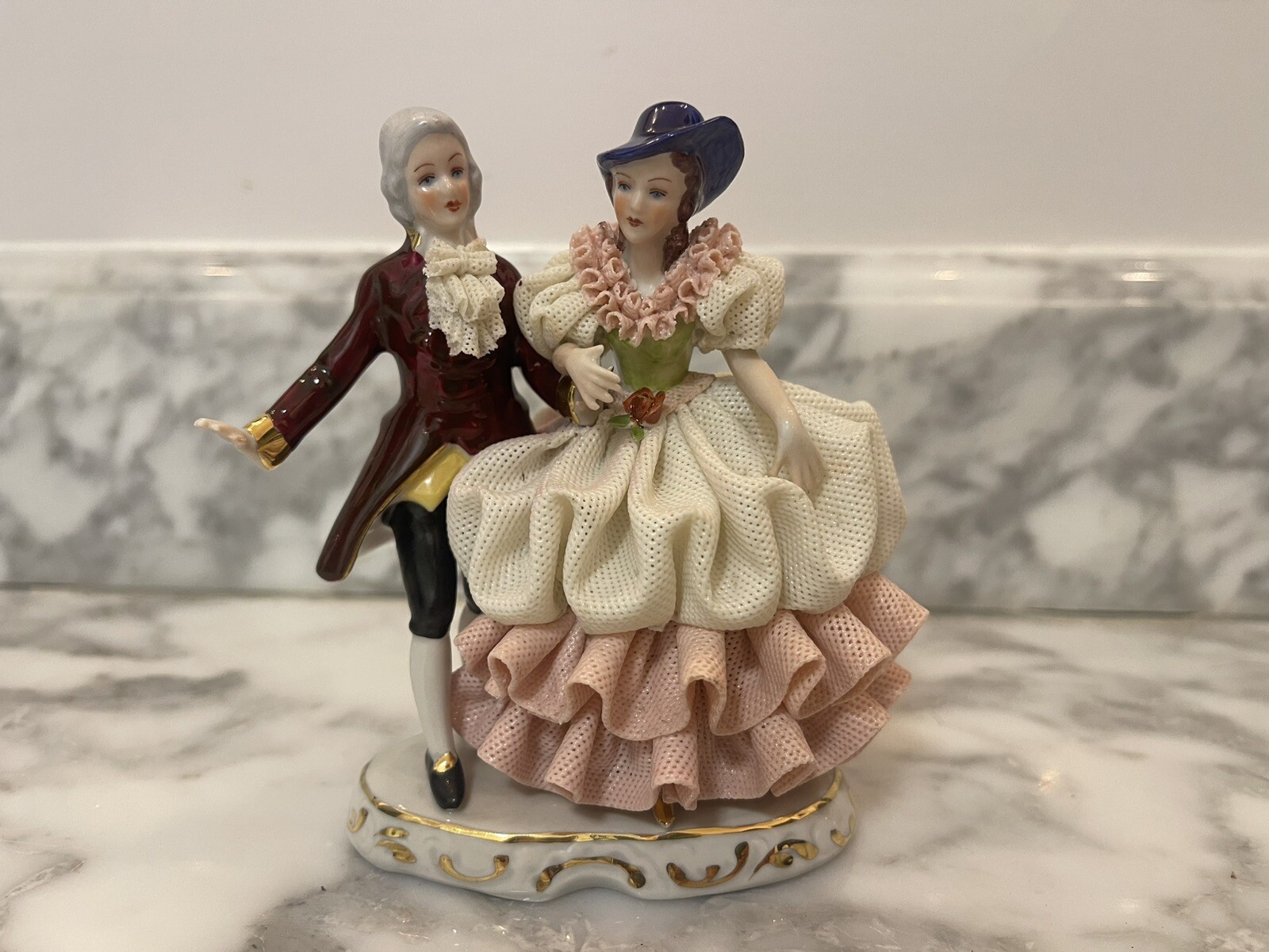 Vintage Dresden Lace Karl-Heinz Klette Dancing Courting Couple Germany
