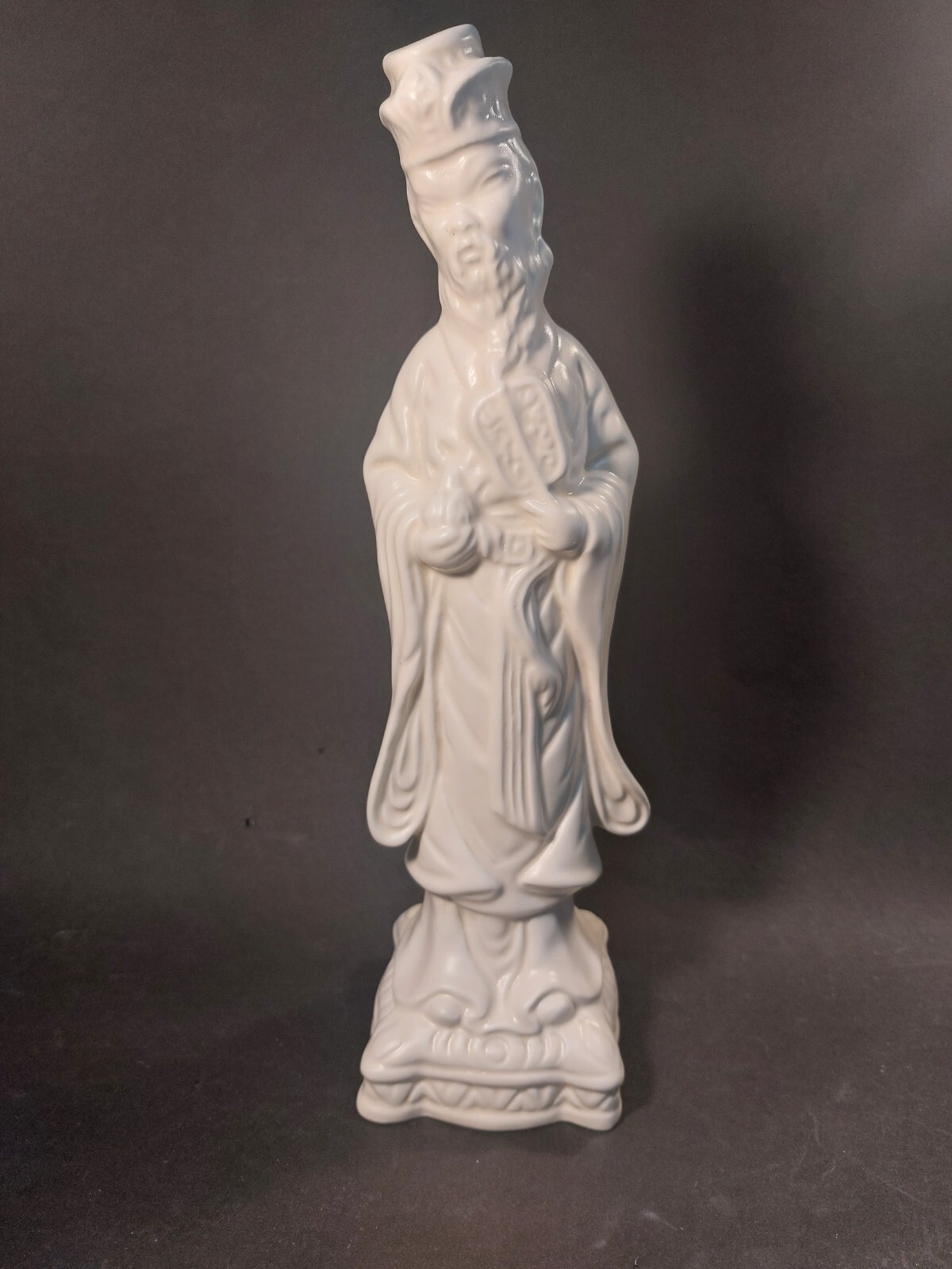 VTG MCM Ceramic Bisque Asian Male Figurine 13.5 in tall