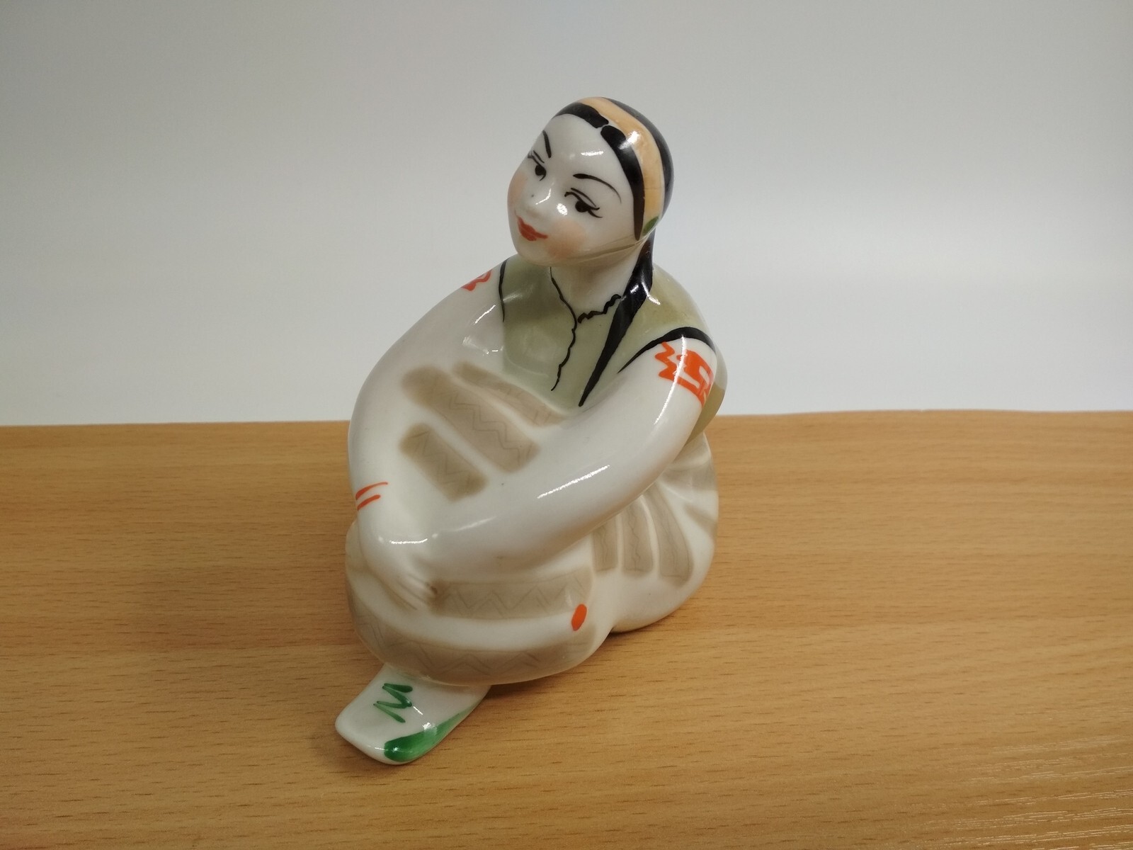 Porcelain figurine of USSR, Seated Girl, Thoughtfulness, *126