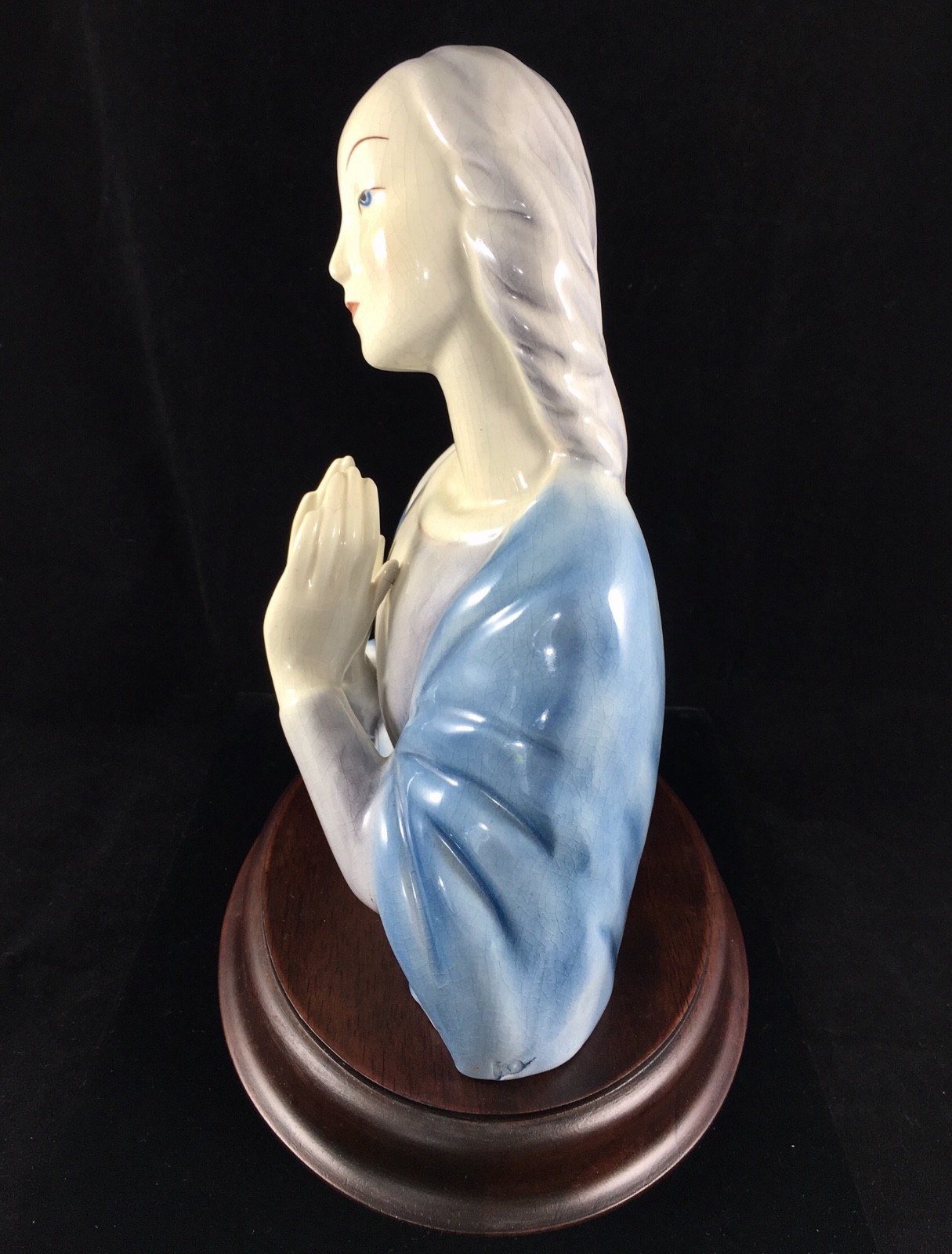 Goldscheider Madonna Virgin Mary Figurine Religious Wood Porcelain Vintage Gift
