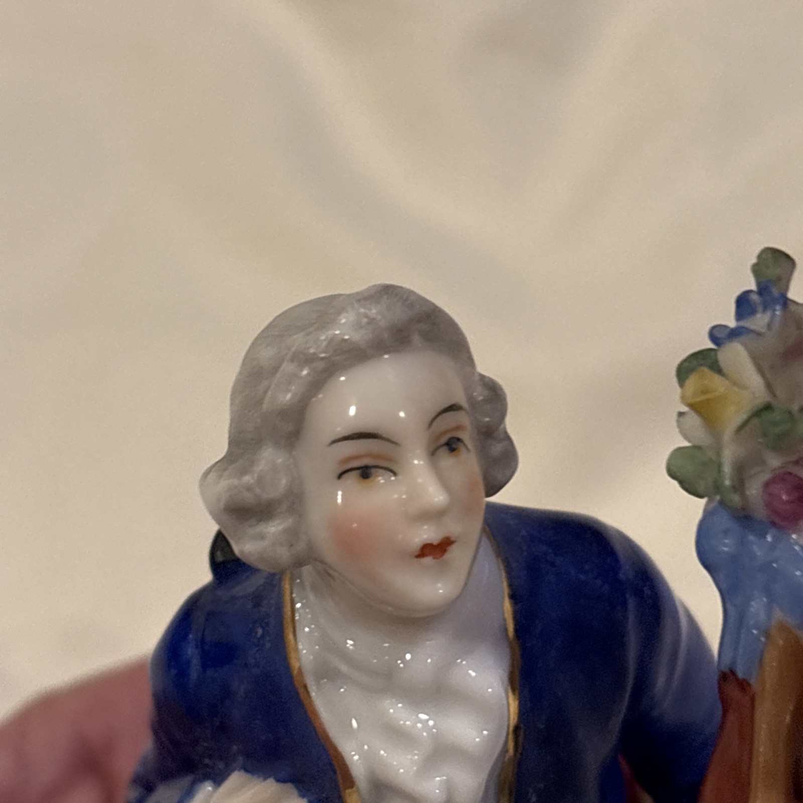 Antique Sitzendorf Porcelain Pastoral Couple Figure Figurine 7” Germany Lamb